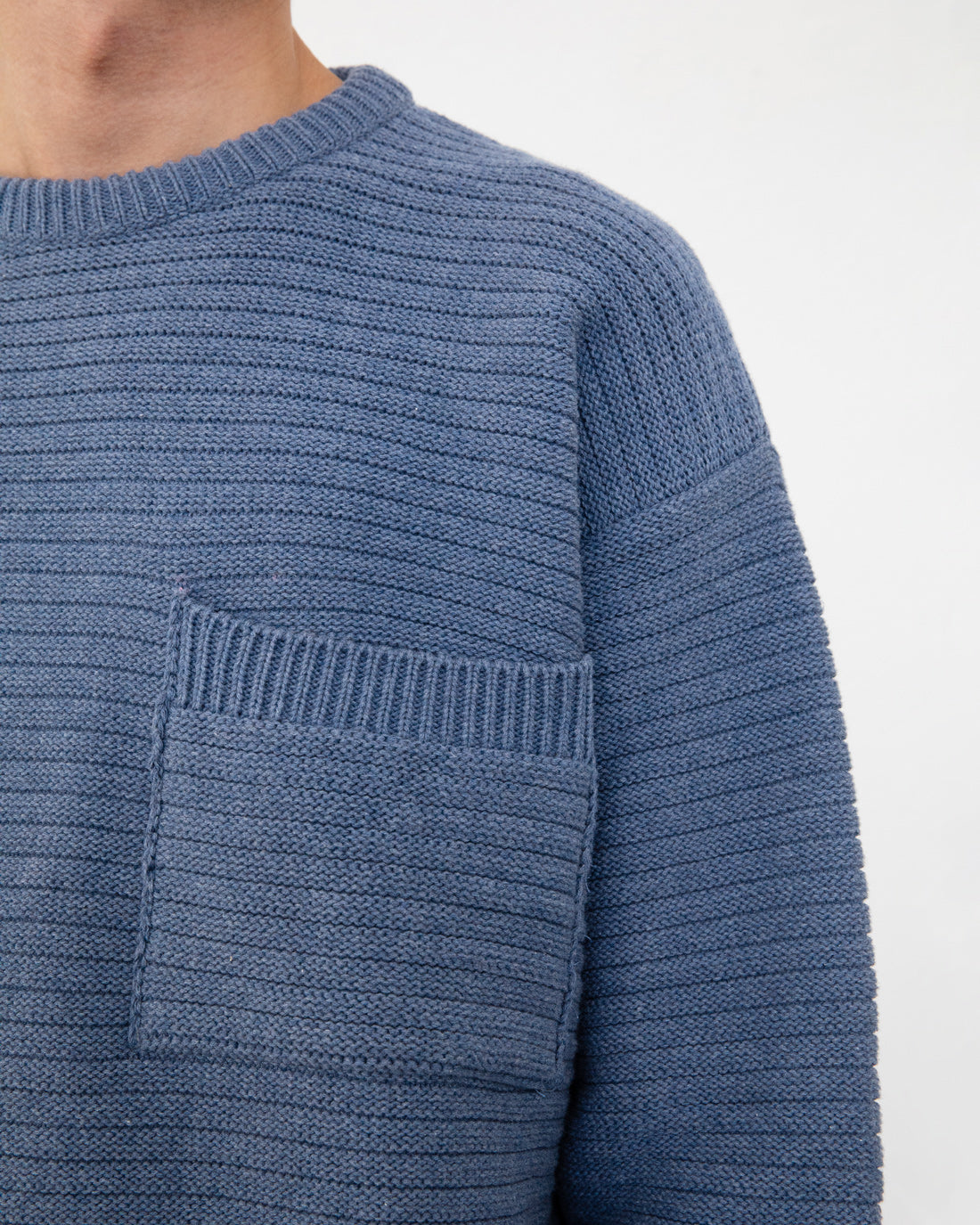 Pull bleu en tricot 100 % coton biologique de Rotholz