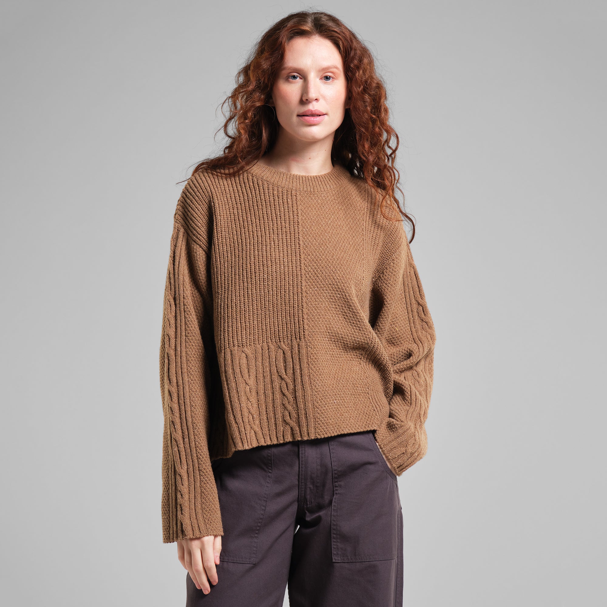 Strickpullover Limboda mit recylceter Wolle von Dedicated in camel Brown