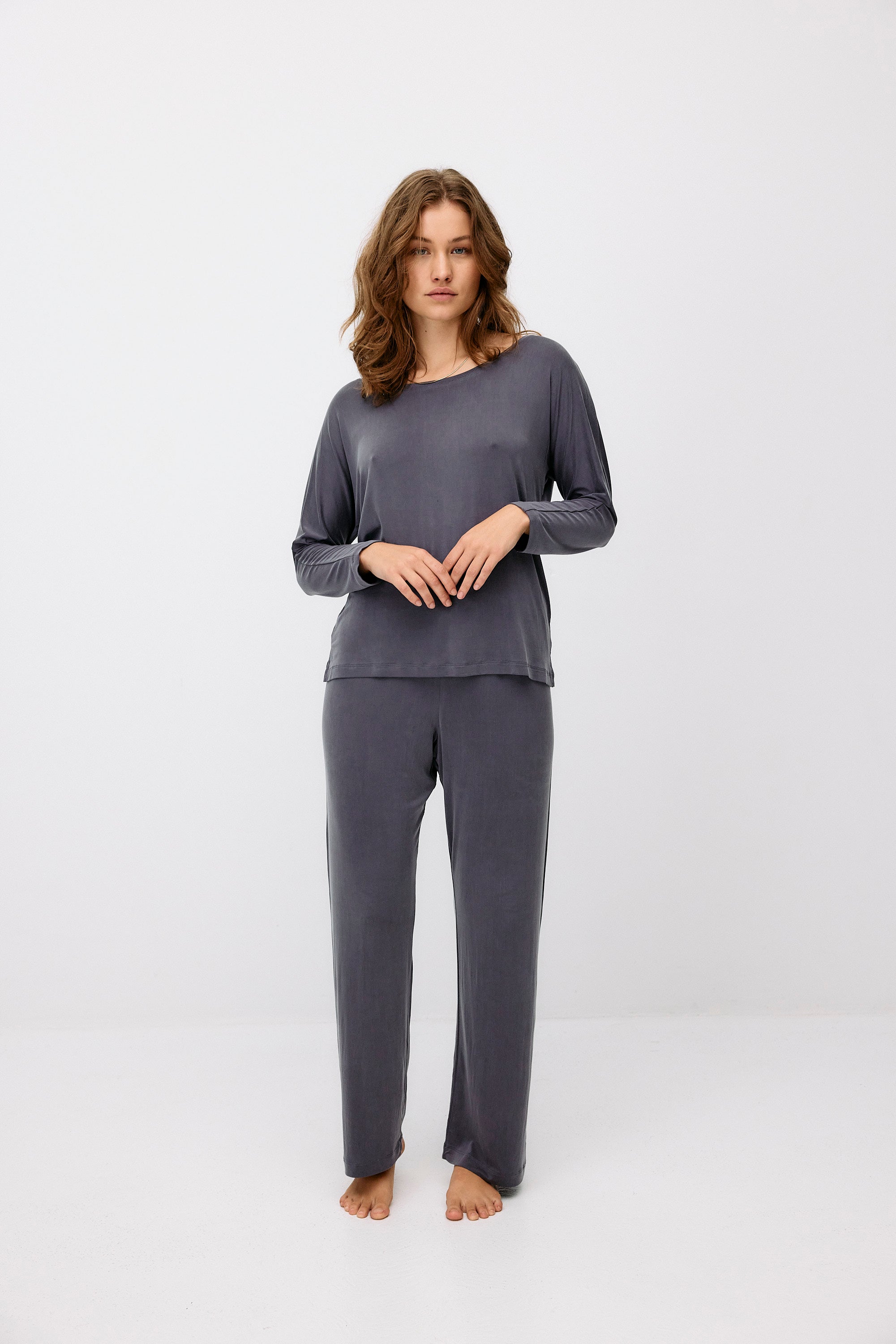 Cupro Plain Top - purple gray from Moya Kala