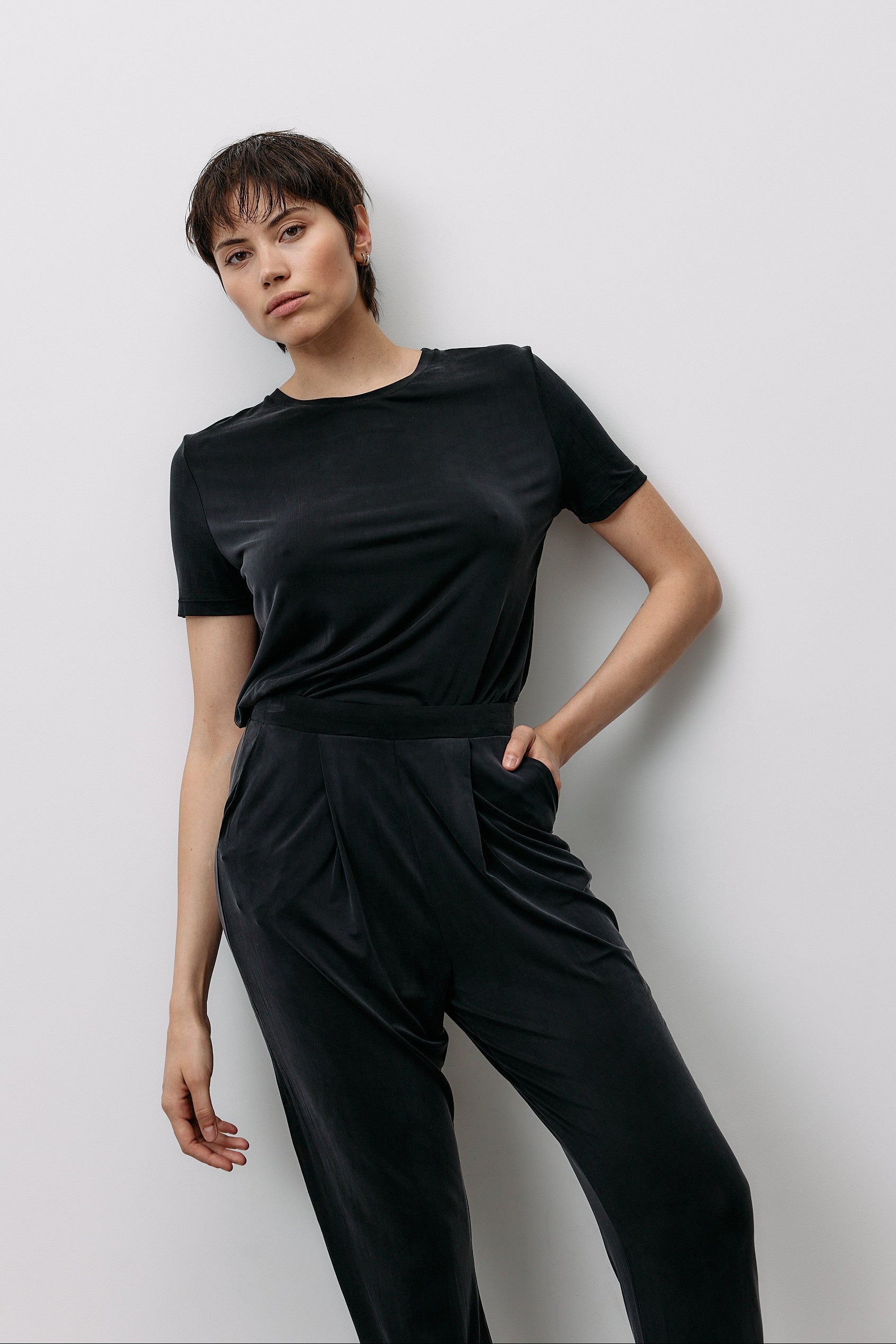 Black cupro shirt from MOYA KALA
