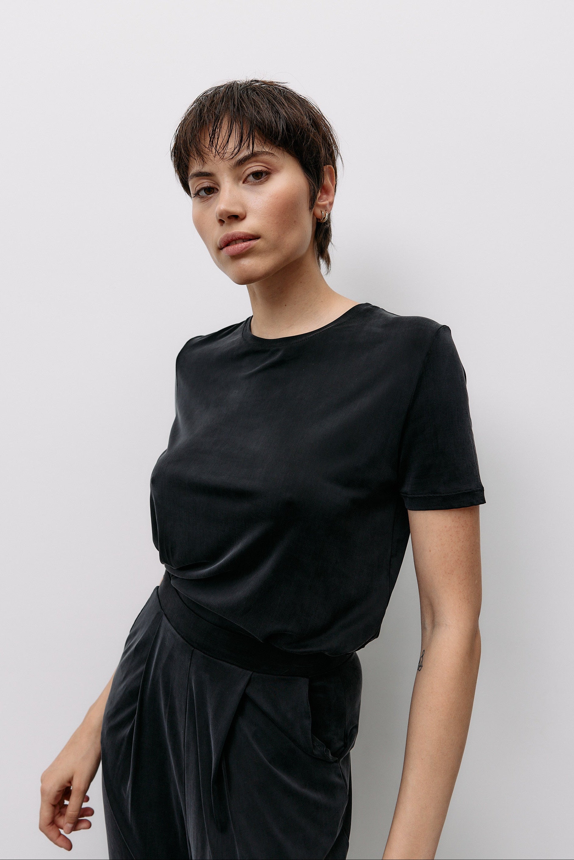 Black cupro shirt from MOYA KALA
