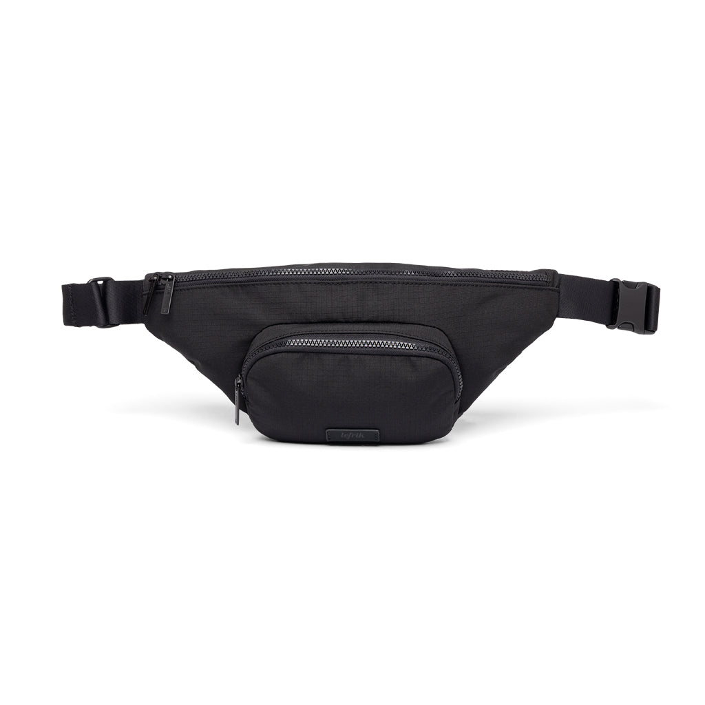 Schwarze Bauchtasche Atlas aus recycelten PET-Plastikflaschen von Lefrik