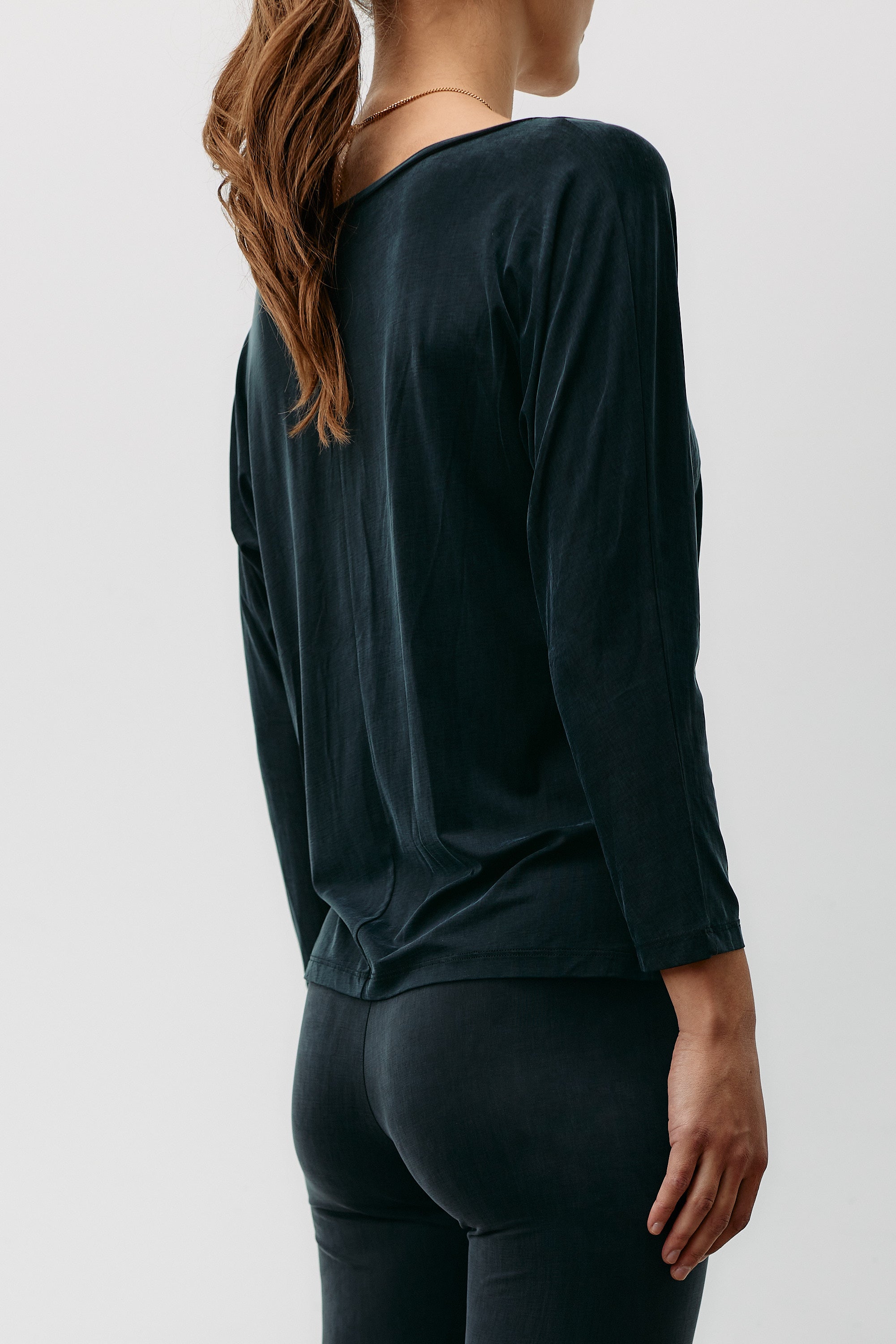 Black plain top made of cupro by MOYA KALA