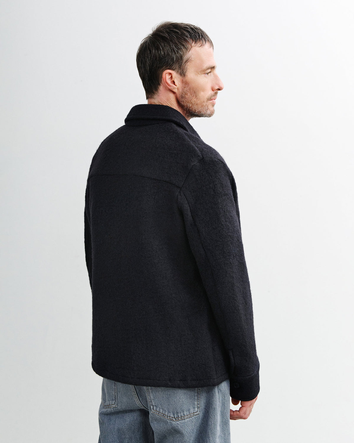 Schwarzes Hemd Overshirt aus Bio-Wolle von Rotholz