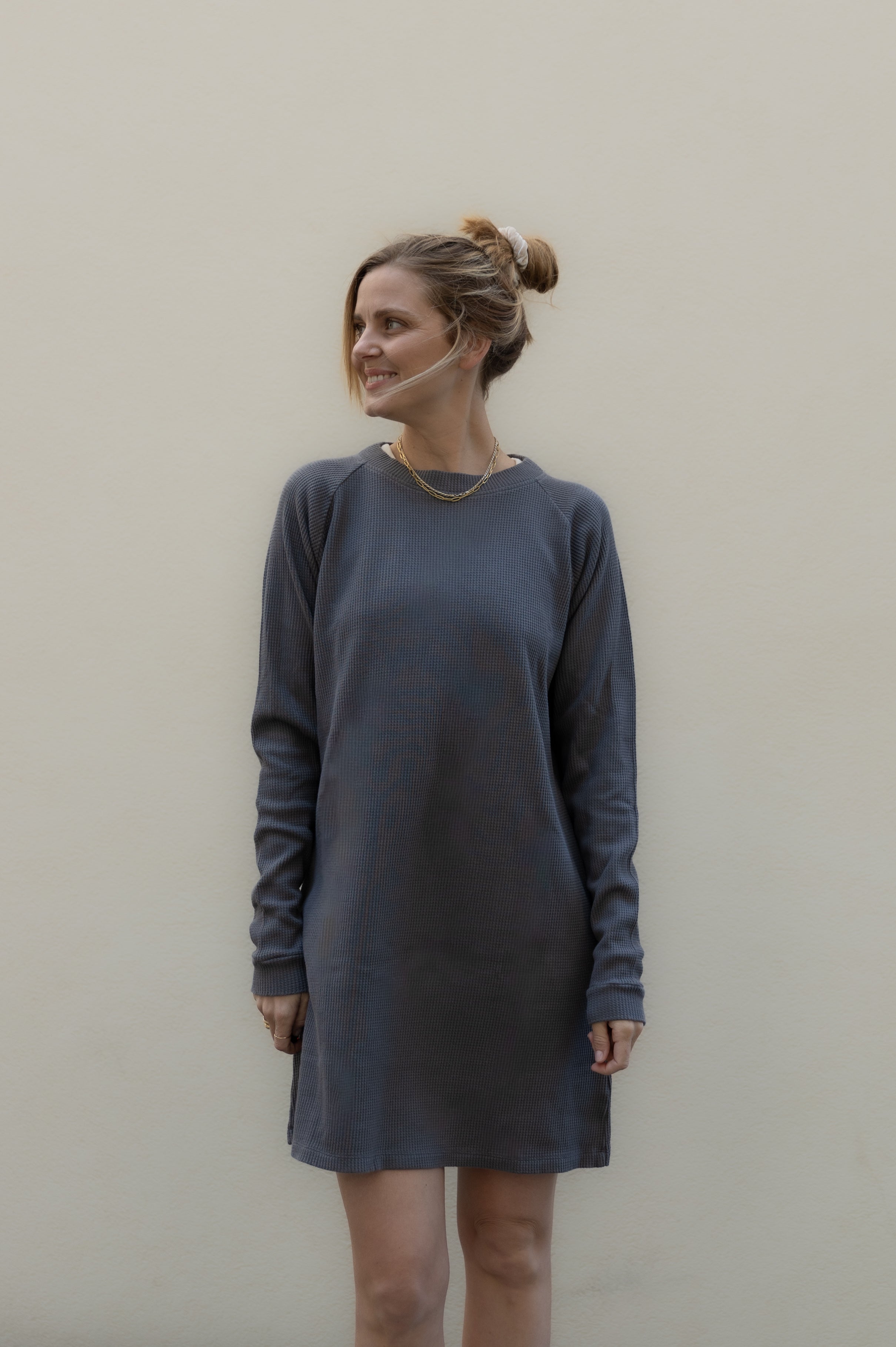 Gray dress AYANA made from 100% organic cotton from Pura Clothing