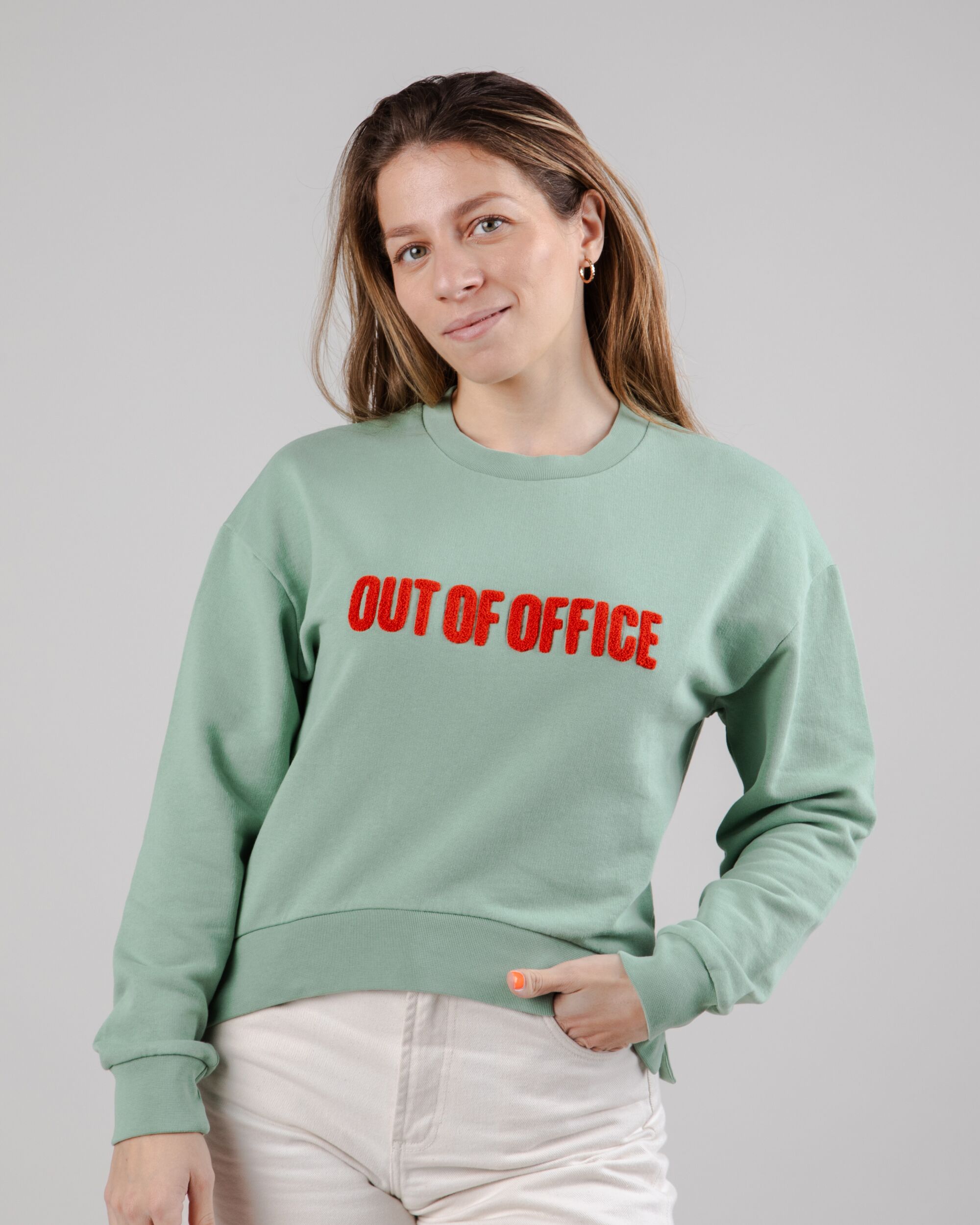 Out of Office Sweatshirt aus Bio Baumwolle in Mint