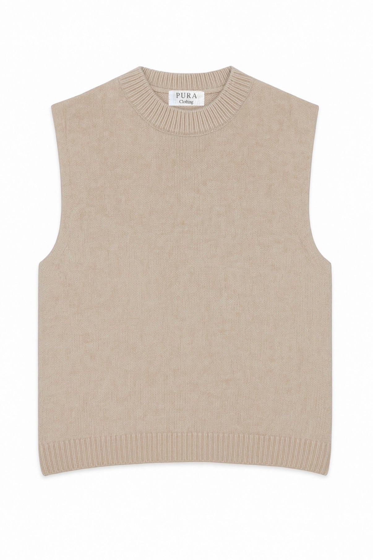 Mock Neck Tank Cashmere/Silk Greige von Pura Clothing
