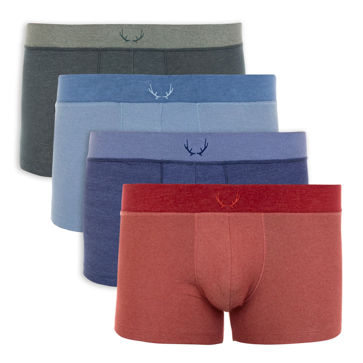 4 boxers homme en Tencel - bleu, vert & rouge - BLUEBUCK