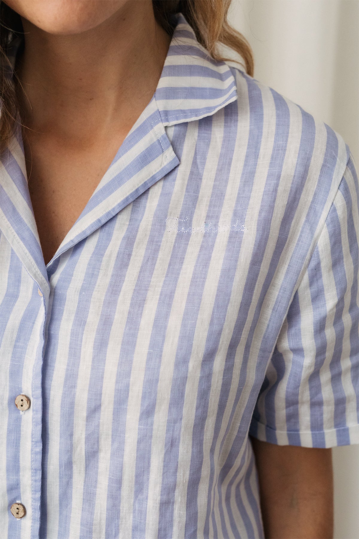 Blouse UTO in purple striped linen by TWOTHIRDS