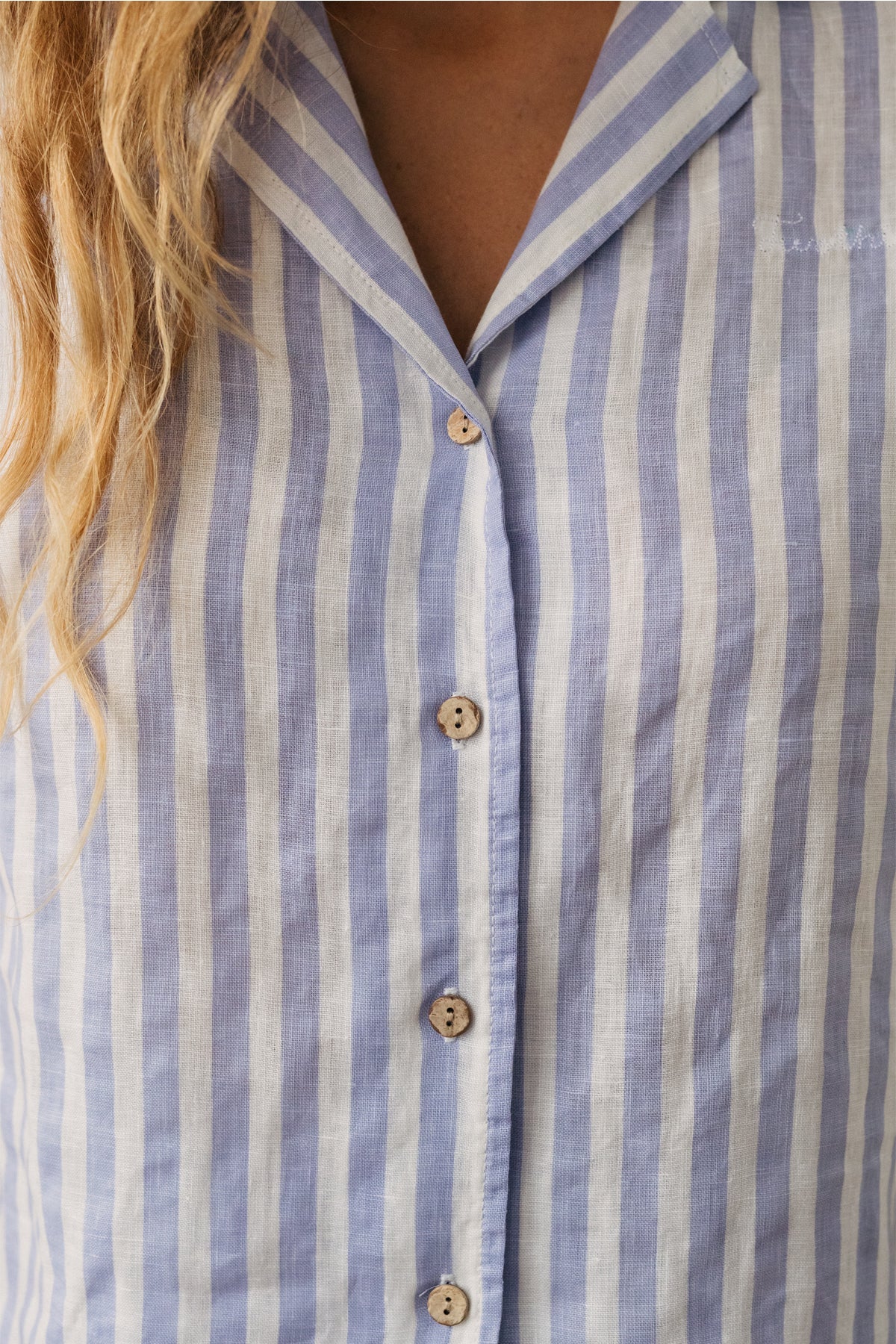 Blouse UTO in purple striped linen by TWOTHIRDS