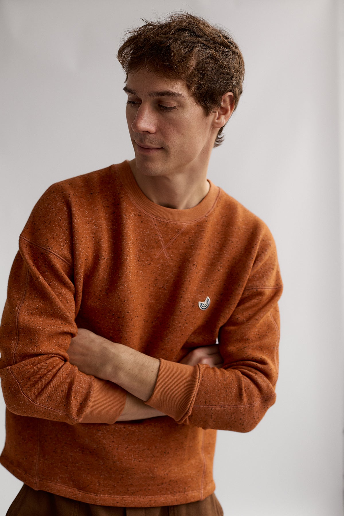 Pull tricoté Dundrum en orange automnal en coton biologique et polyester recyclé par TWOTHIRDS