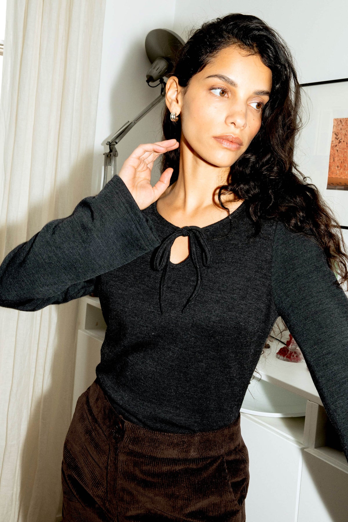 Graues Langarmshirt Melis aus 100% Merinowolle von Avani