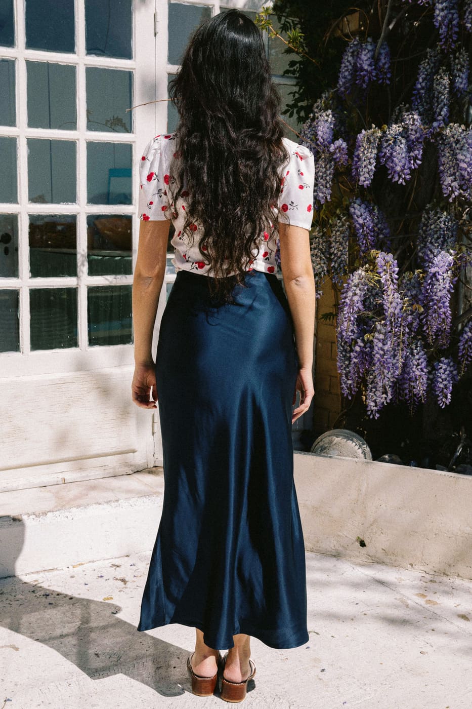 Jupe en viscose bleue Iris par Avani