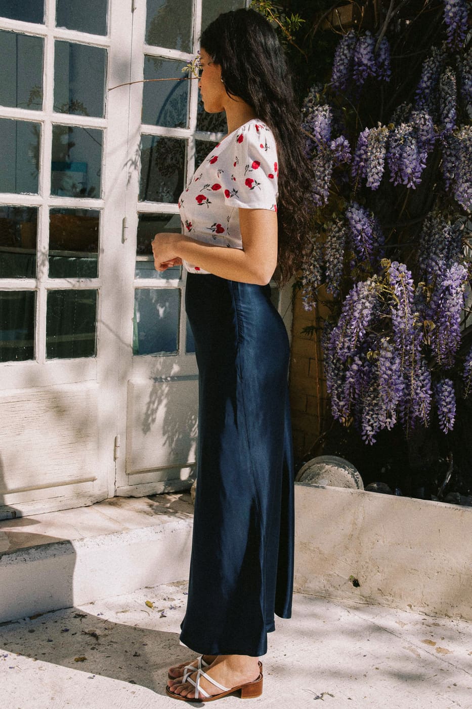Jupe en viscose bleue Iris par Avani