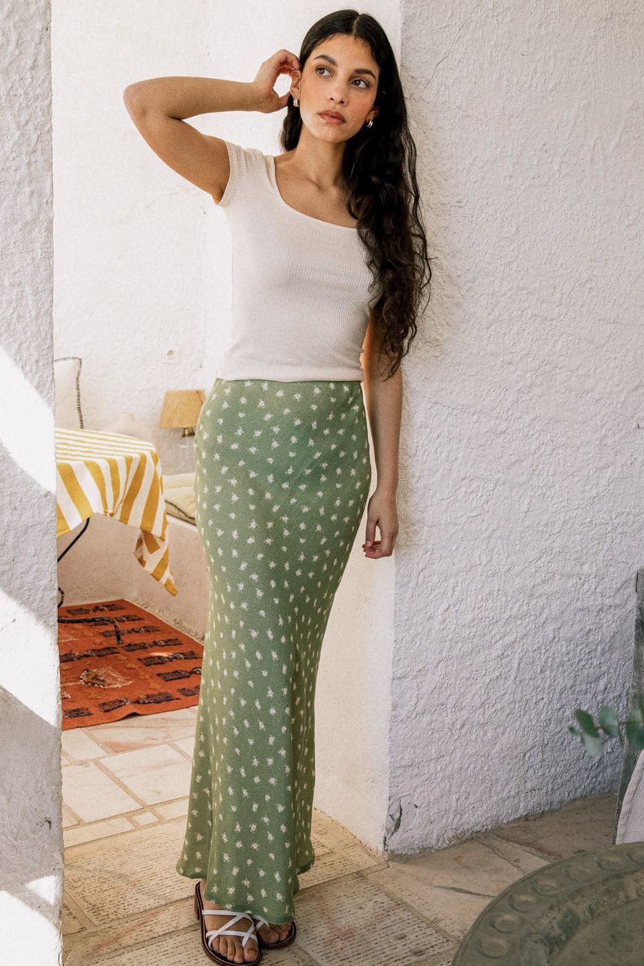 Jupe verte Iris en viscose Ecovero d'Avani