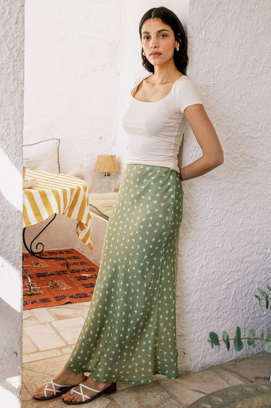 Jupe verte Iris en viscose Ecovero d'Avani