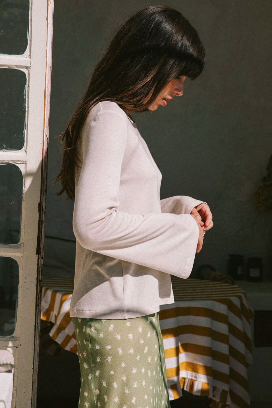 White long-sleeved shirt Abelia made of Tencel and merino wool by Avani