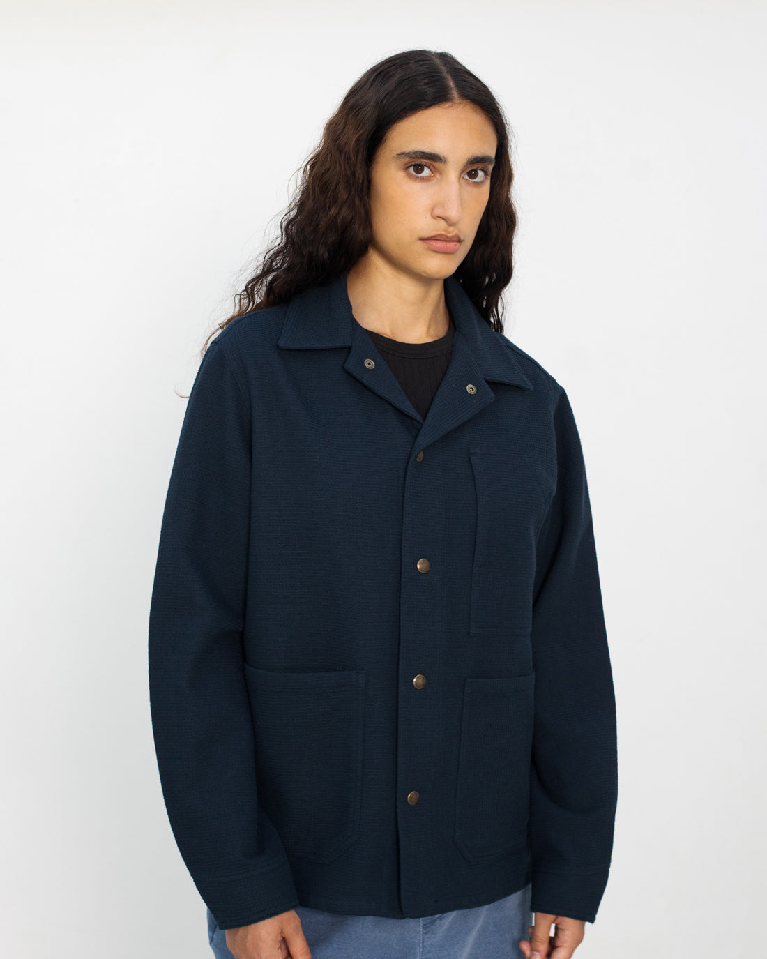 Veste Waffle légère bleu foncé en coton 100% biologique de Rotholz