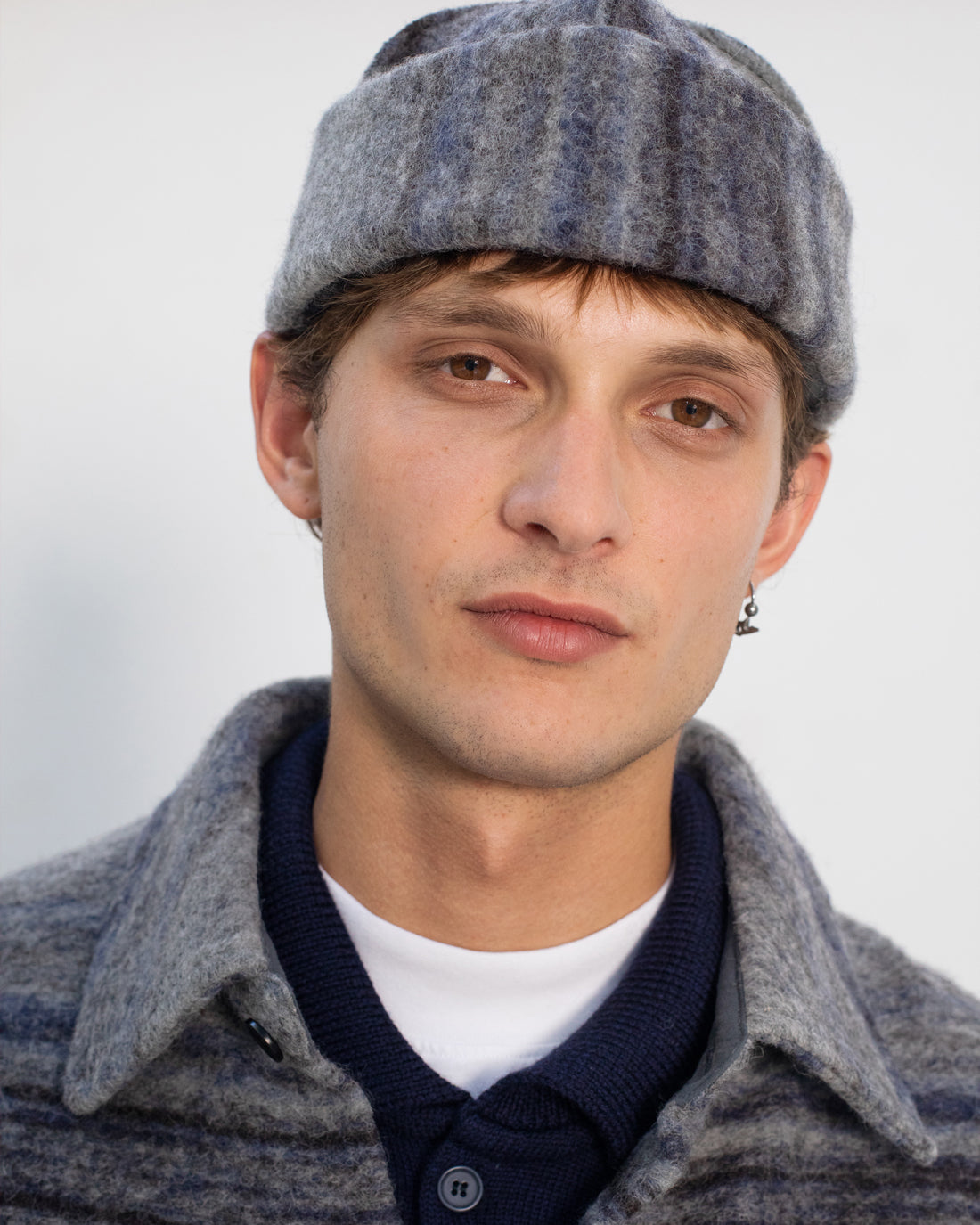 Grey Striped Toque Hat made from Organic Wool by Rotholz