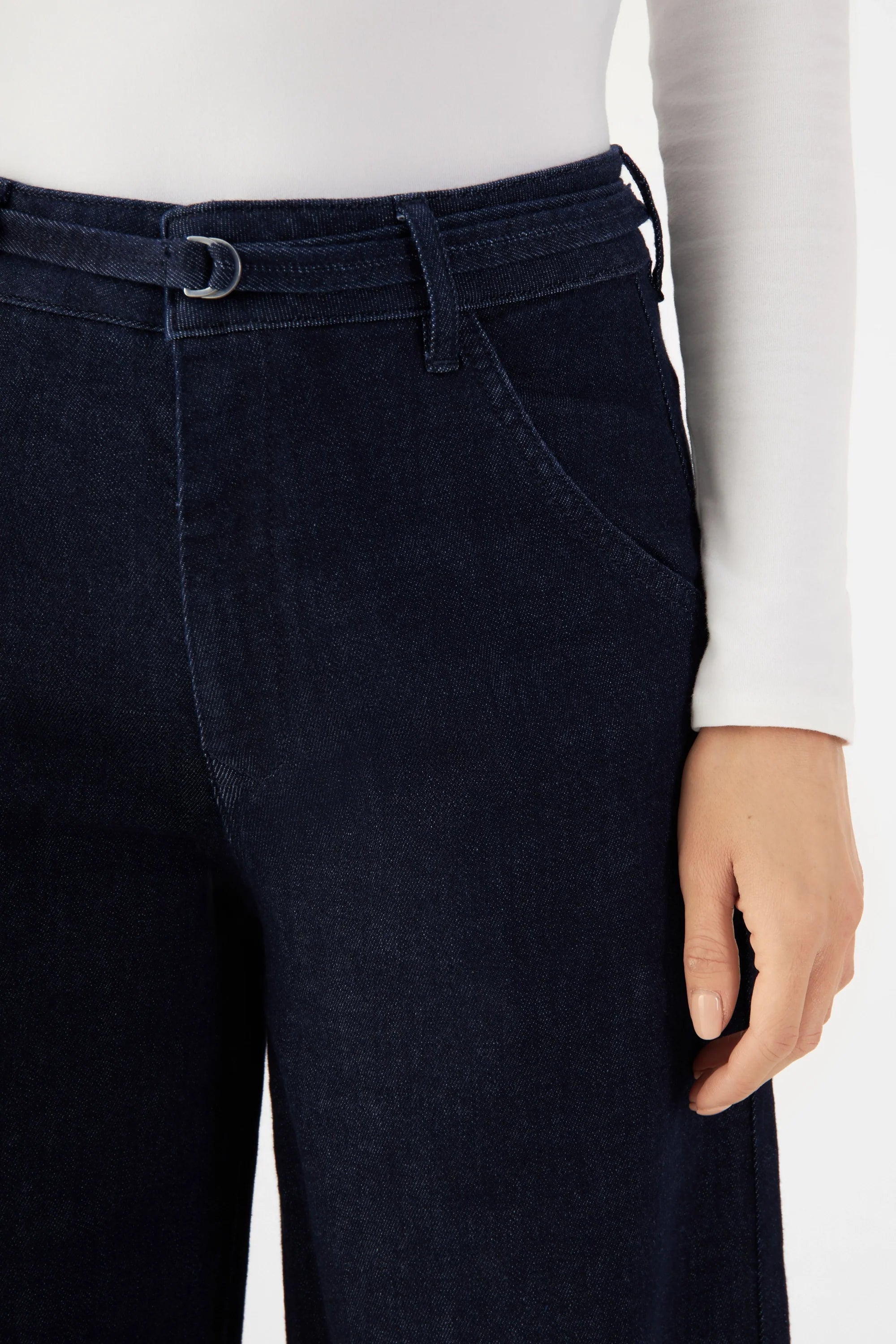 Dunkelblaue Culotte-Jeans Blink Barrel aus Bio-Baumwolle von Dawn Denim