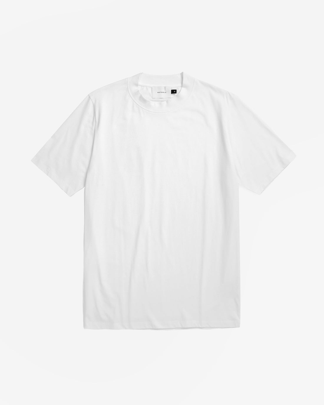 White basic T-shirt with wide collar made of 100% organic cotton by Rotholz