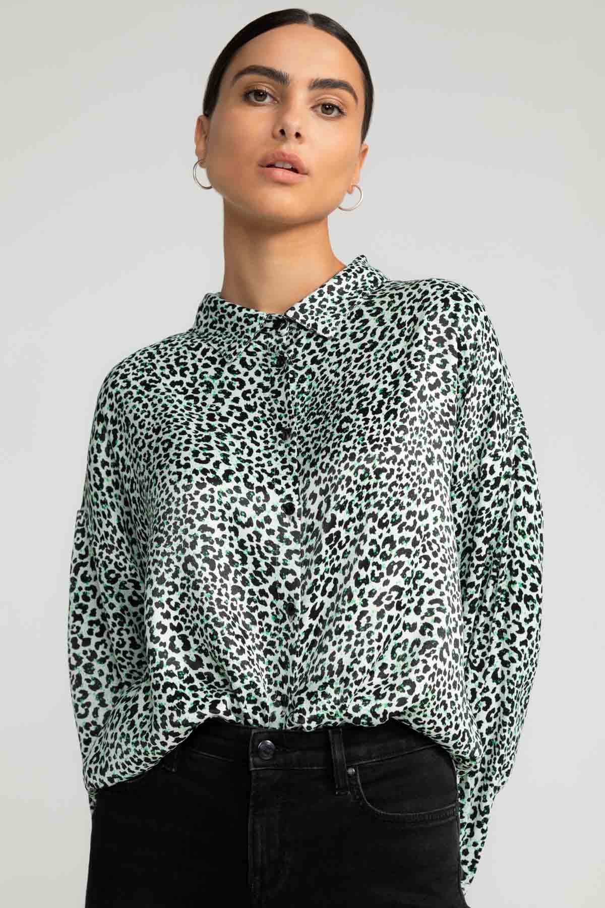 Alaiya blouse in Sprinkled Leo pattern by LOVJOI made of ENKA™ viscose and Ecovero™