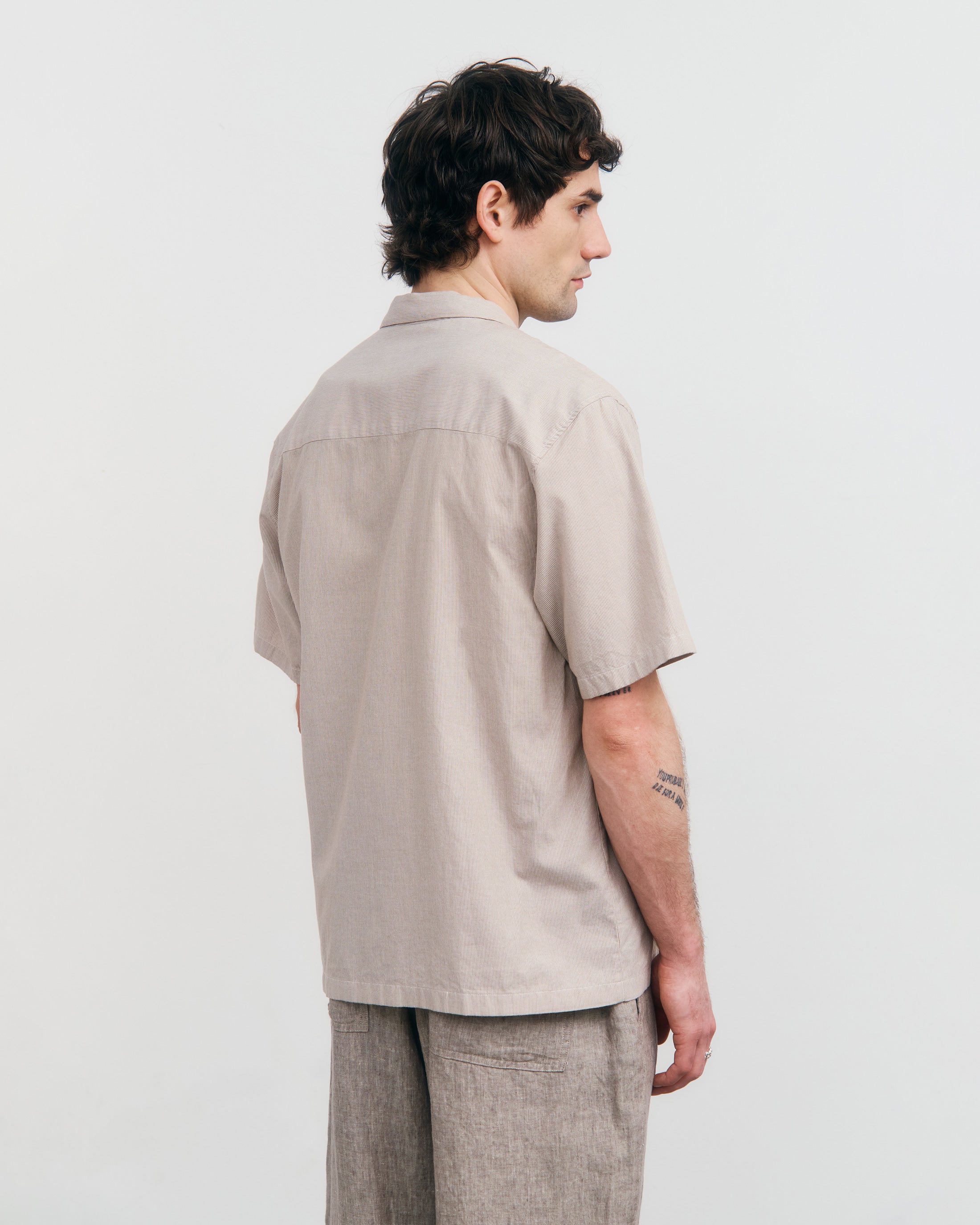 Chemise rayée beige Bowling en coton biologique de Rotholz