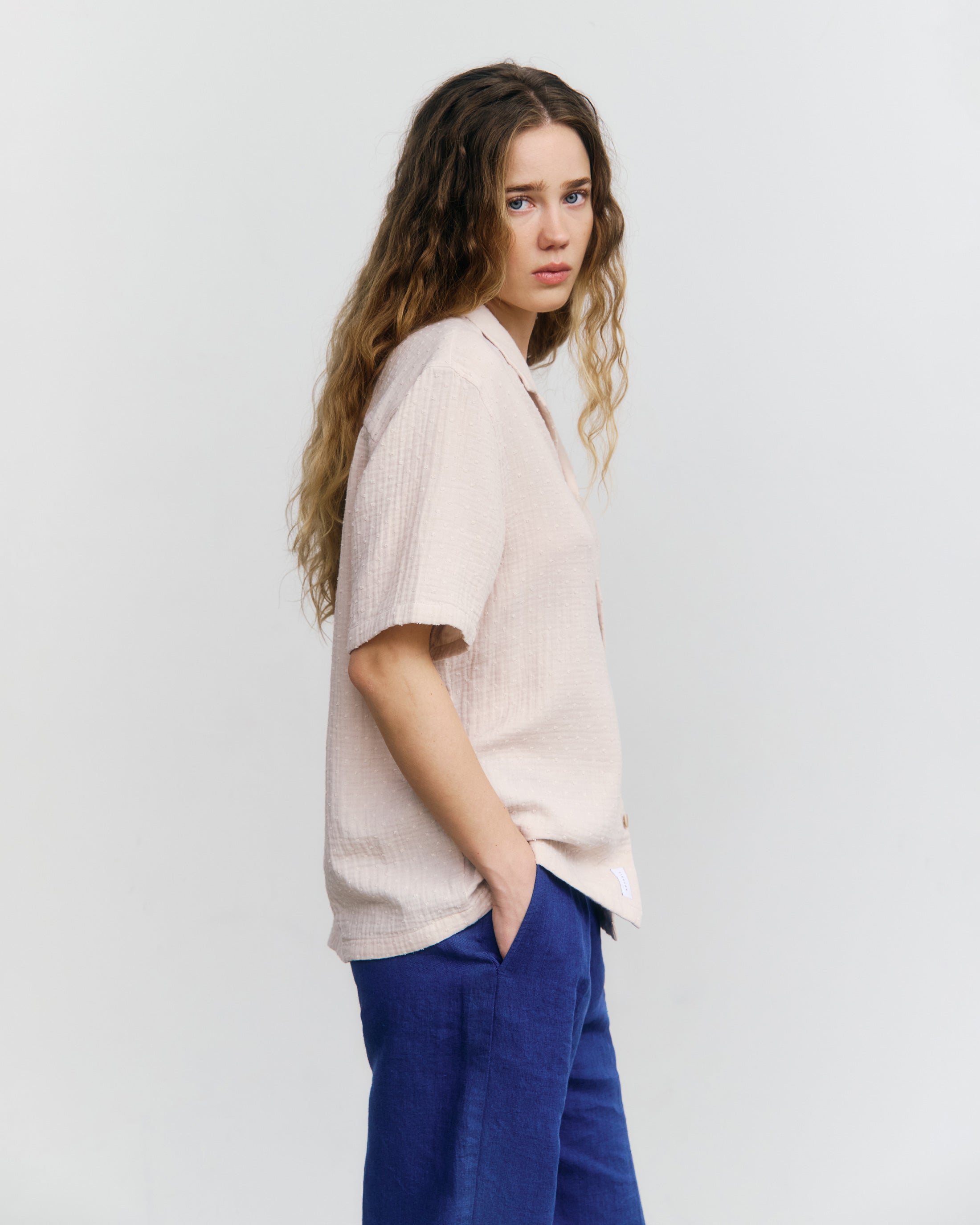 Chemise Bowling beige en coton biologique Rotholz