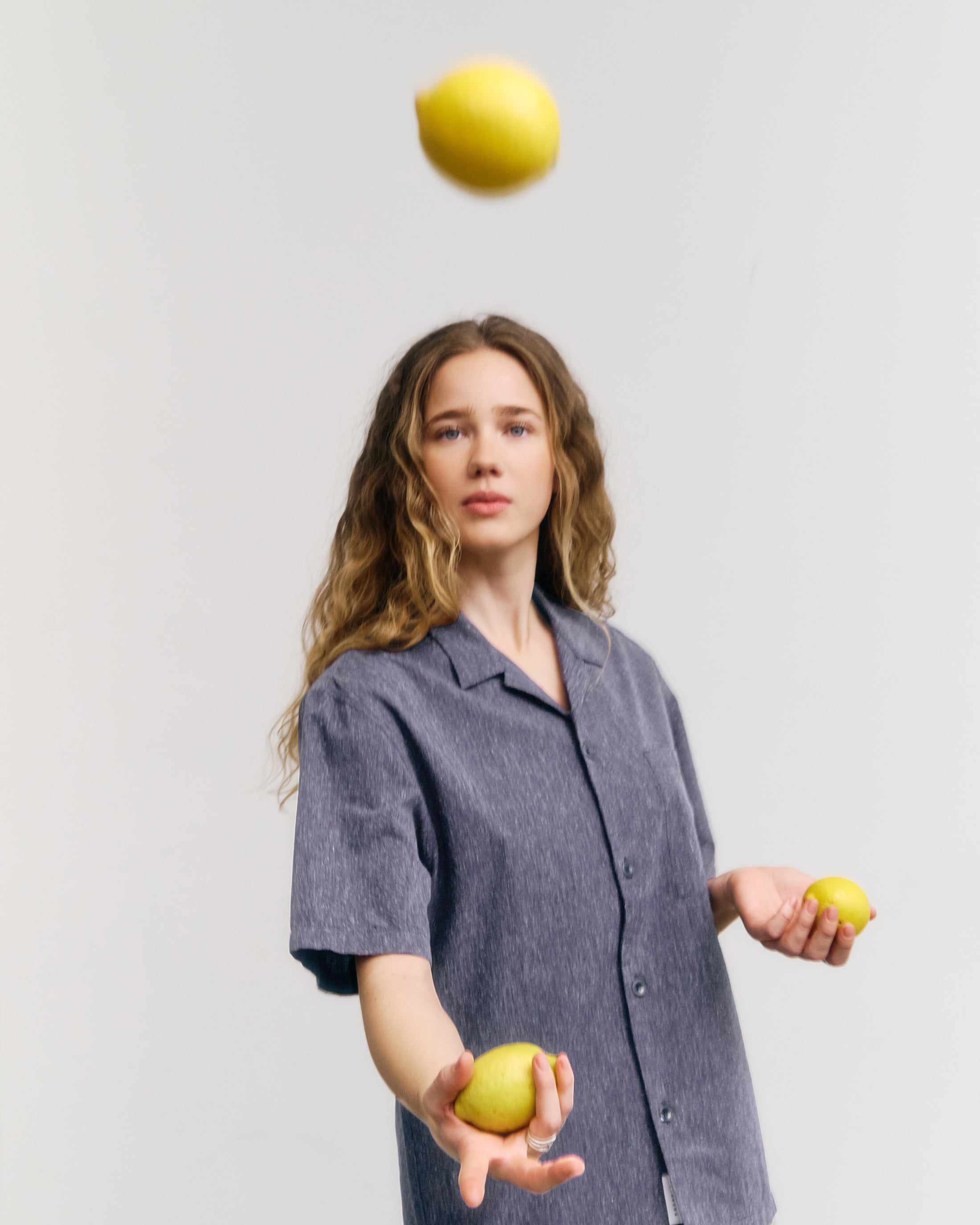 Chemise bleue chinée Bowling en coton biologique de Rotholz