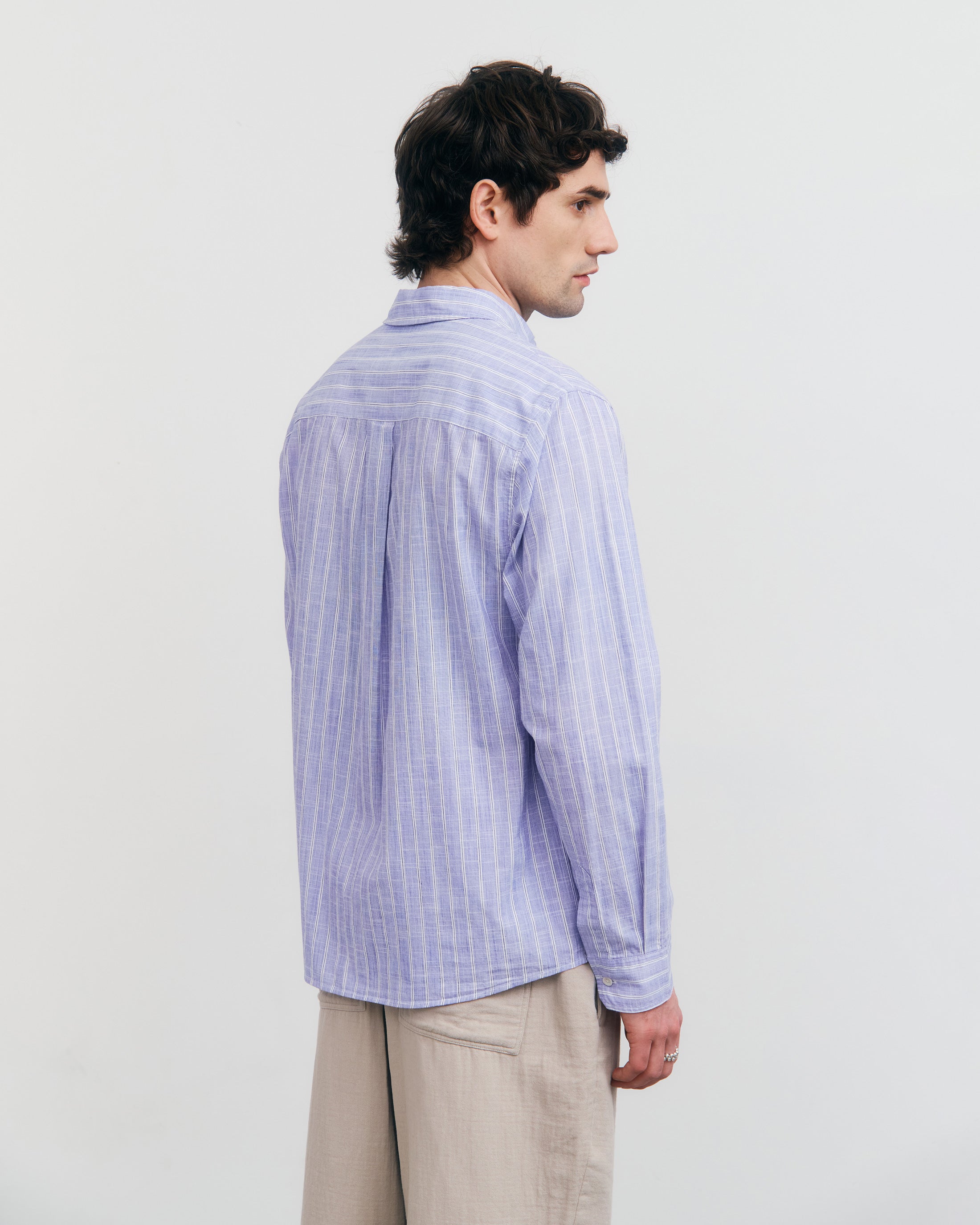 Blaues gestreiftes Hemd Button-Down aus Bio-Baumwolle von Rotholz