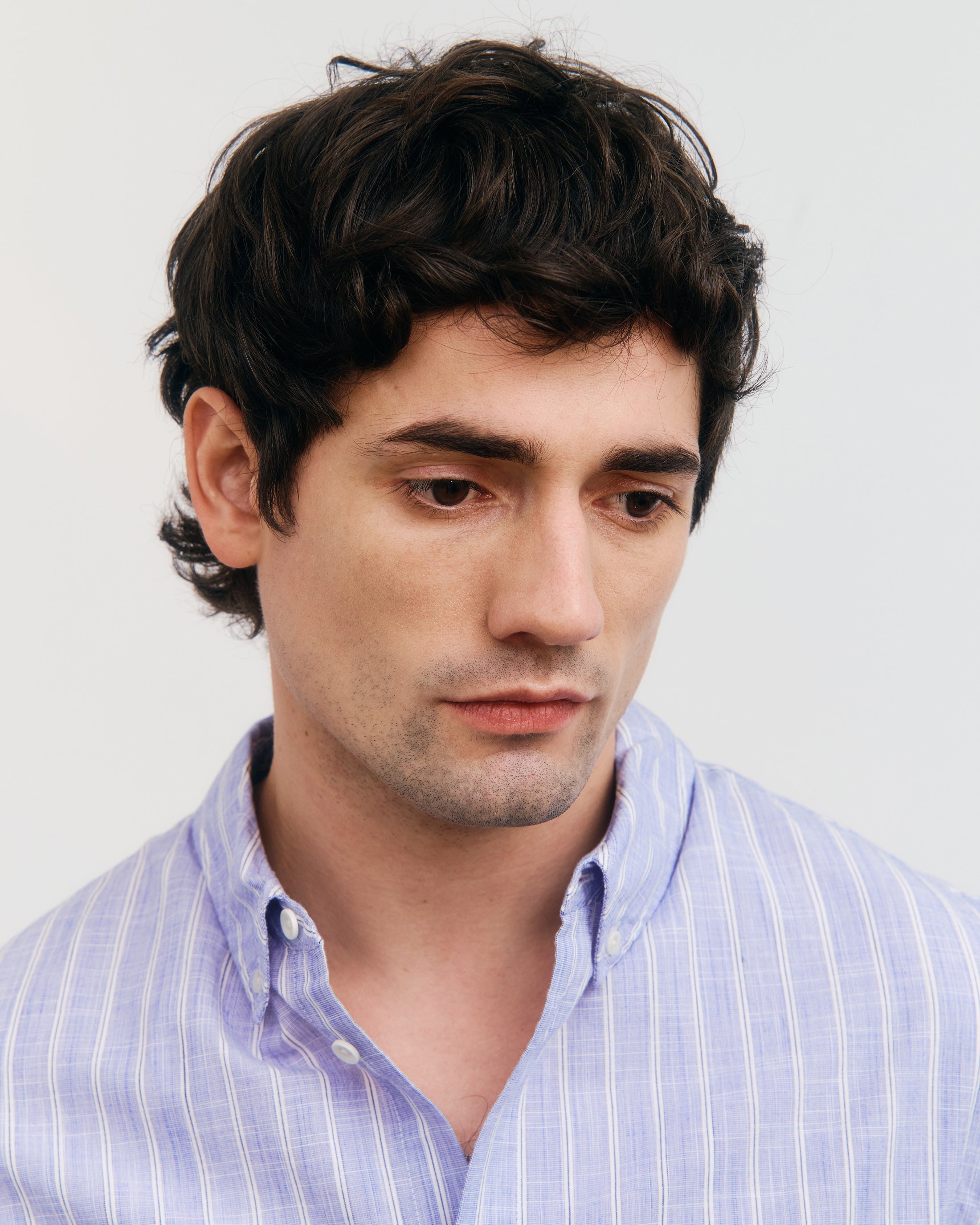 Blaues gestreiftes Hemd Button-Down aus Bio-Baumwolle von Rotholz