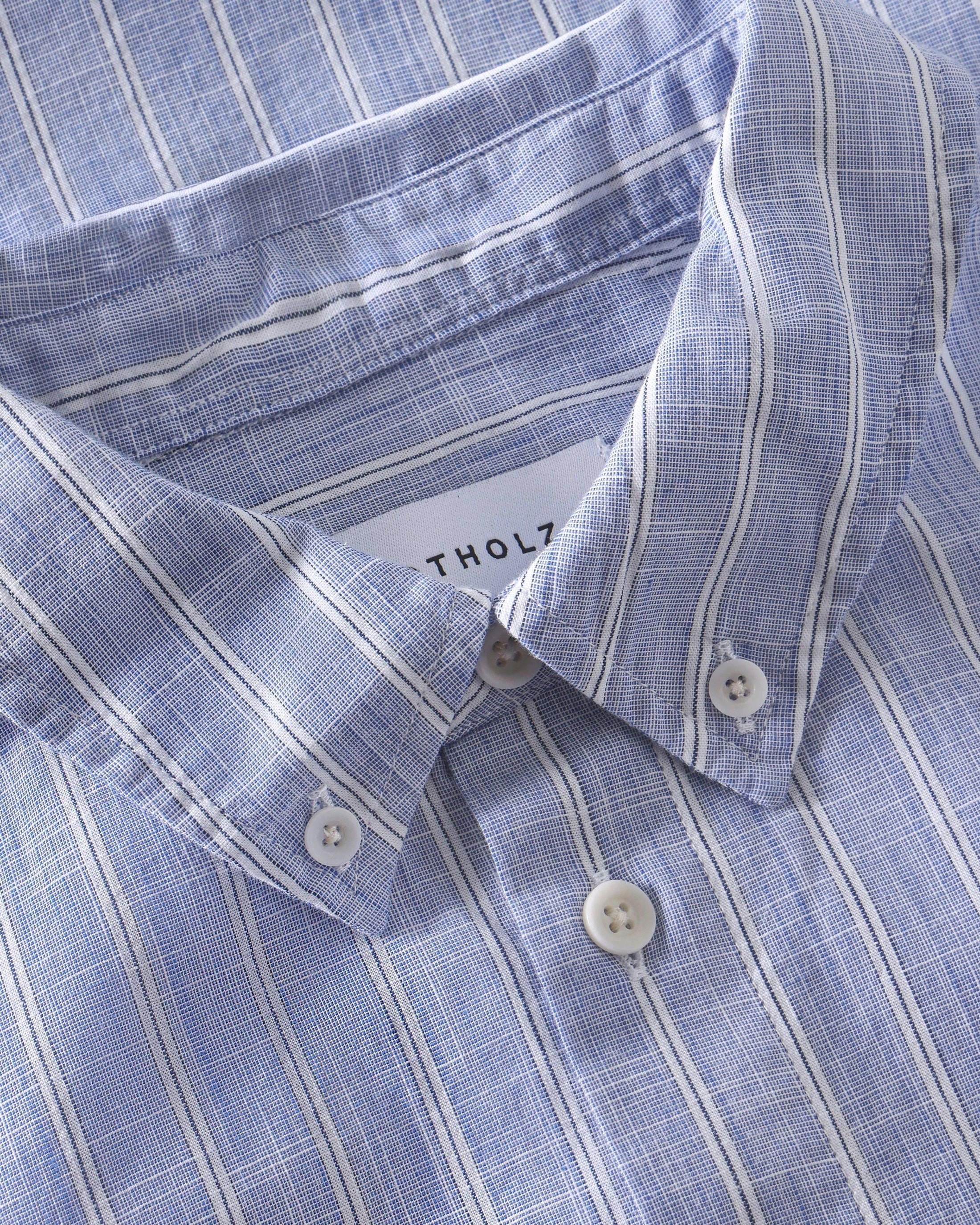 Blaues gestreiftes Hemd Button-Down aus Bio-Baumwolle von Rotholz