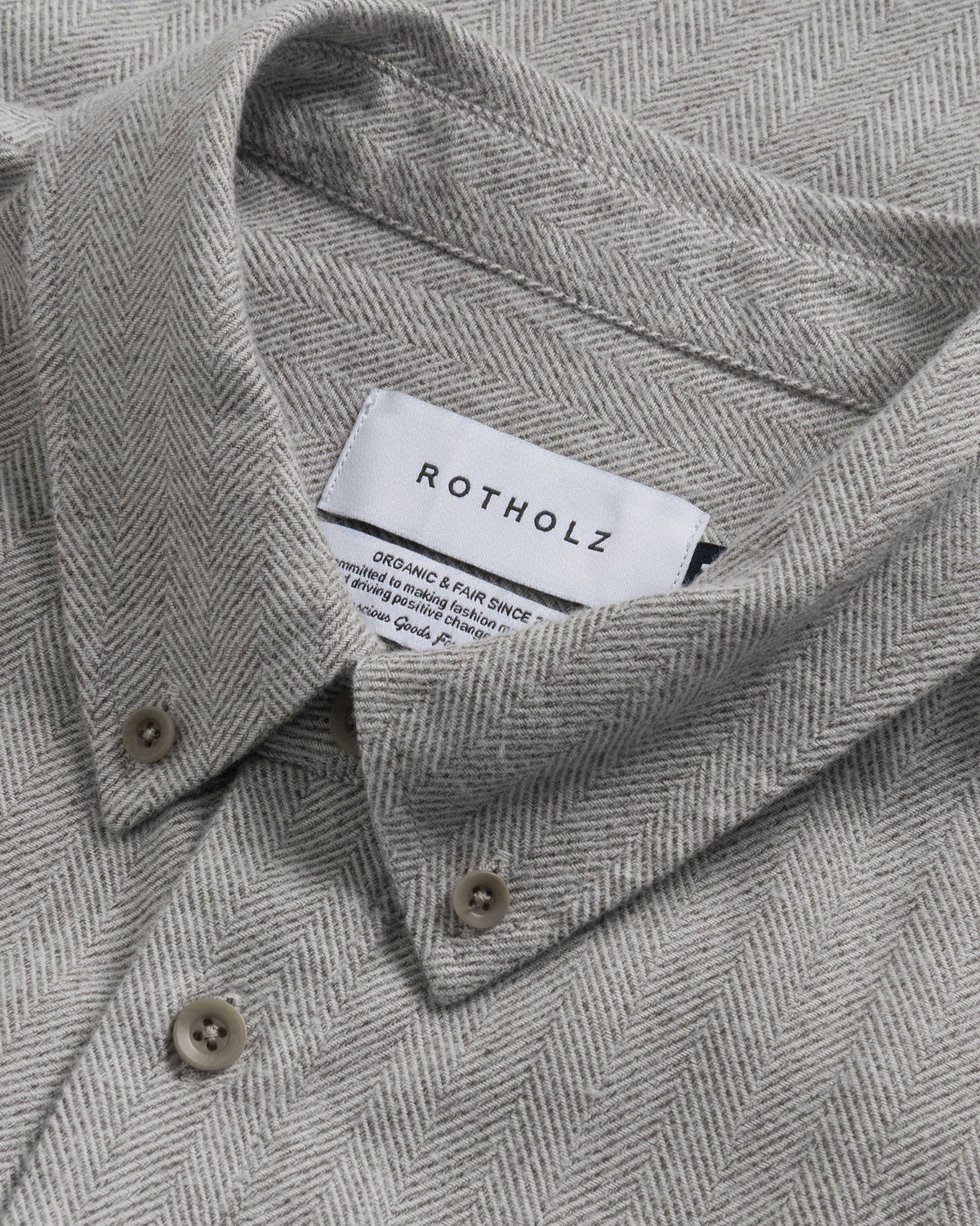 Graues Hemd Herringbone Button Down aus Bio-Baumwolle von Rotholz