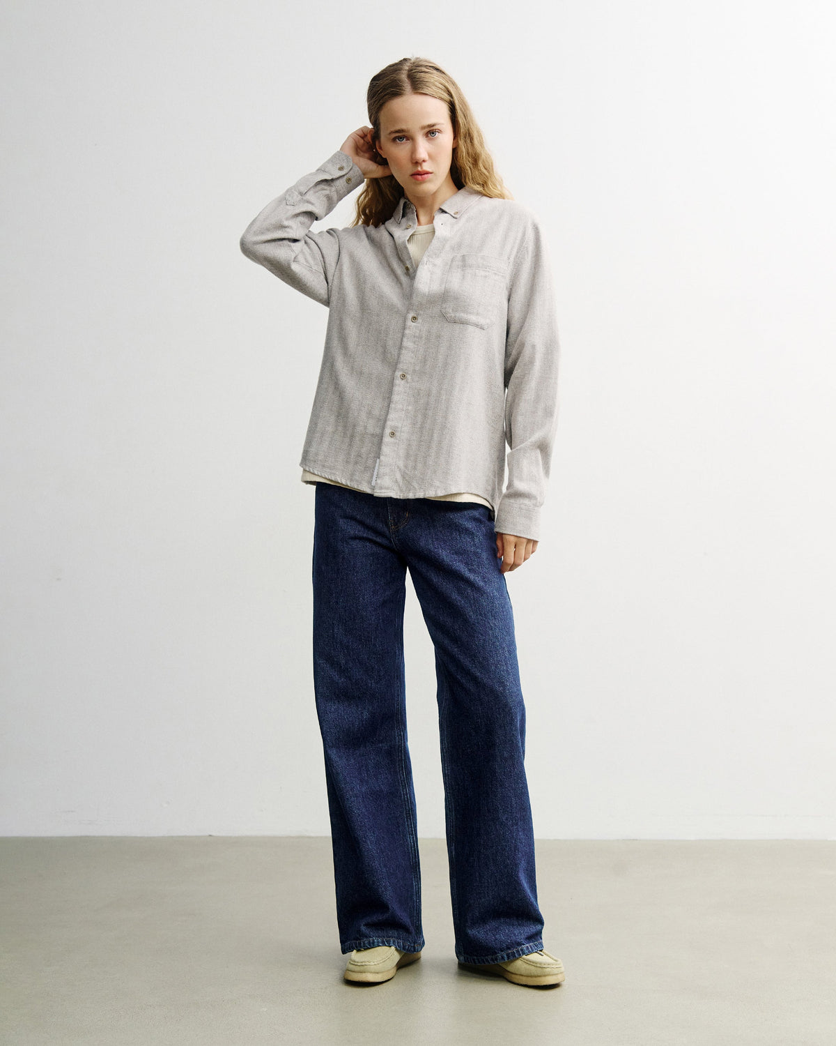 Graues Hemd Herringbone Button Down aus Bio-Baumwolle von Rotholz