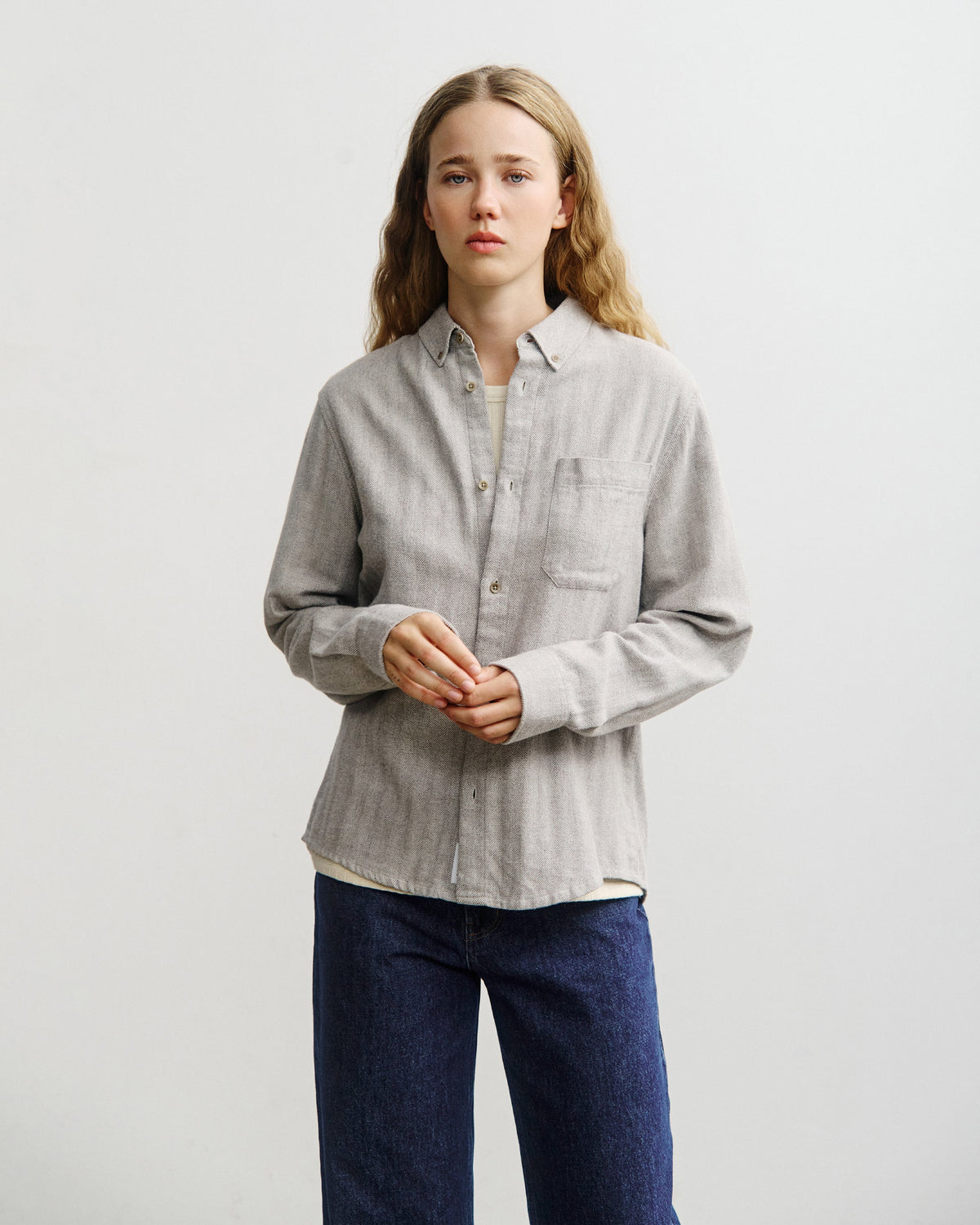 Graues Hemd Herringbone Button Down aus Bio-Baumwolle von Rotholz
