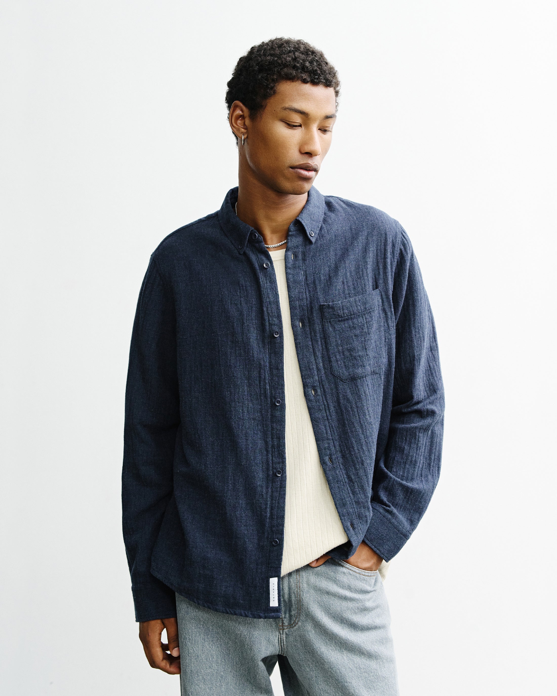 Blaues Hemd Button-Down aus Bio-Baumwolle von Rotholz