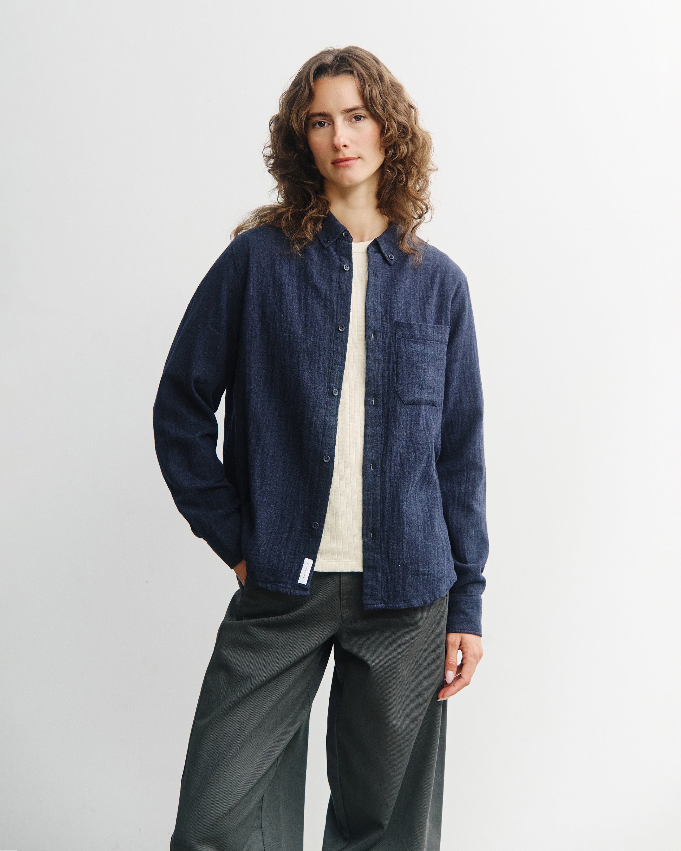Blaues Hemd Button-Down aus Bio-Baumwolle von Rotholz