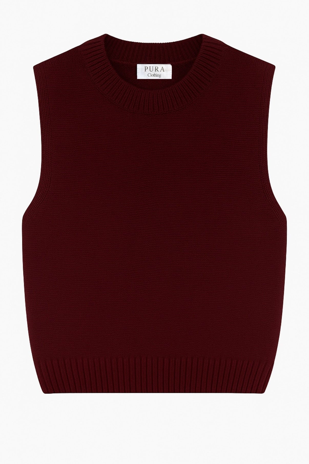 Mock Neck Tank Cashmere/Silk Burgundy von Pura Clothing
