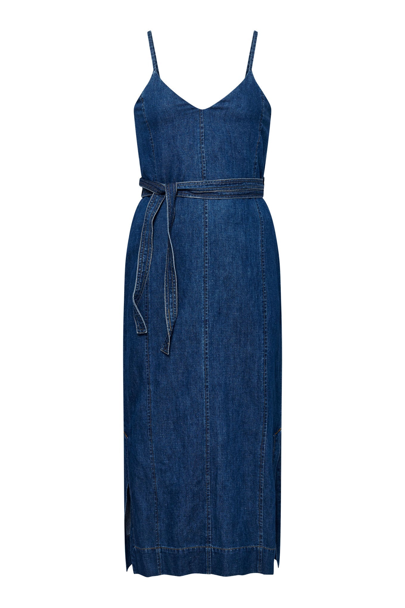Blaues Kleid Iman aus Bio-Baumwolle & Leinen von Komodo