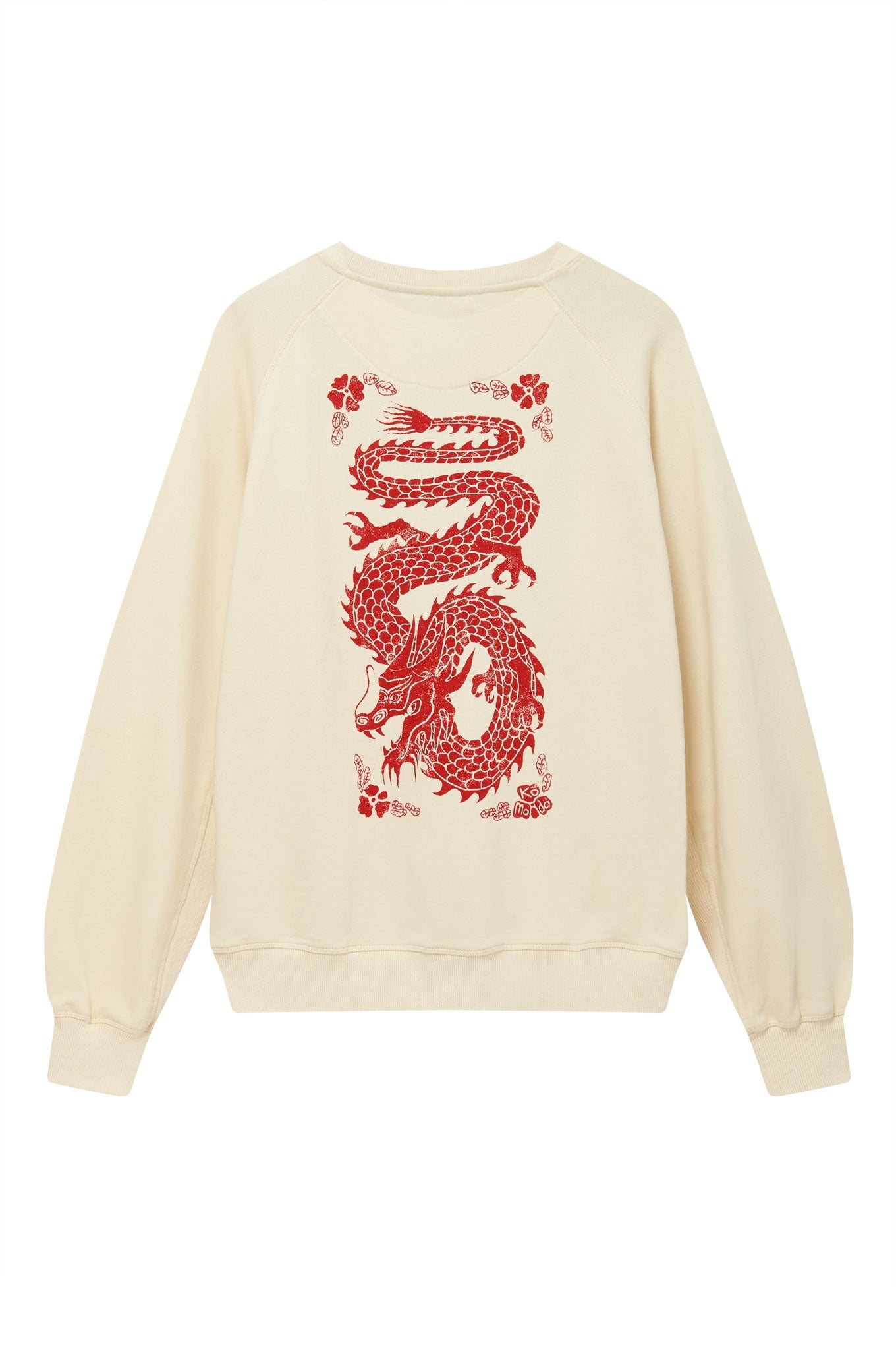 Beiges Sweatshirt mit DRAGON Print aus 100% Bio-Baumwolle von Komodo