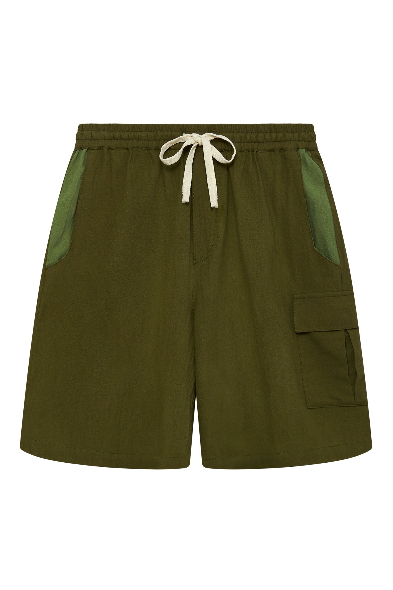 Grüne kurze Patchwork-Hosen Jasper aus 100% Baumwolle von Komodo