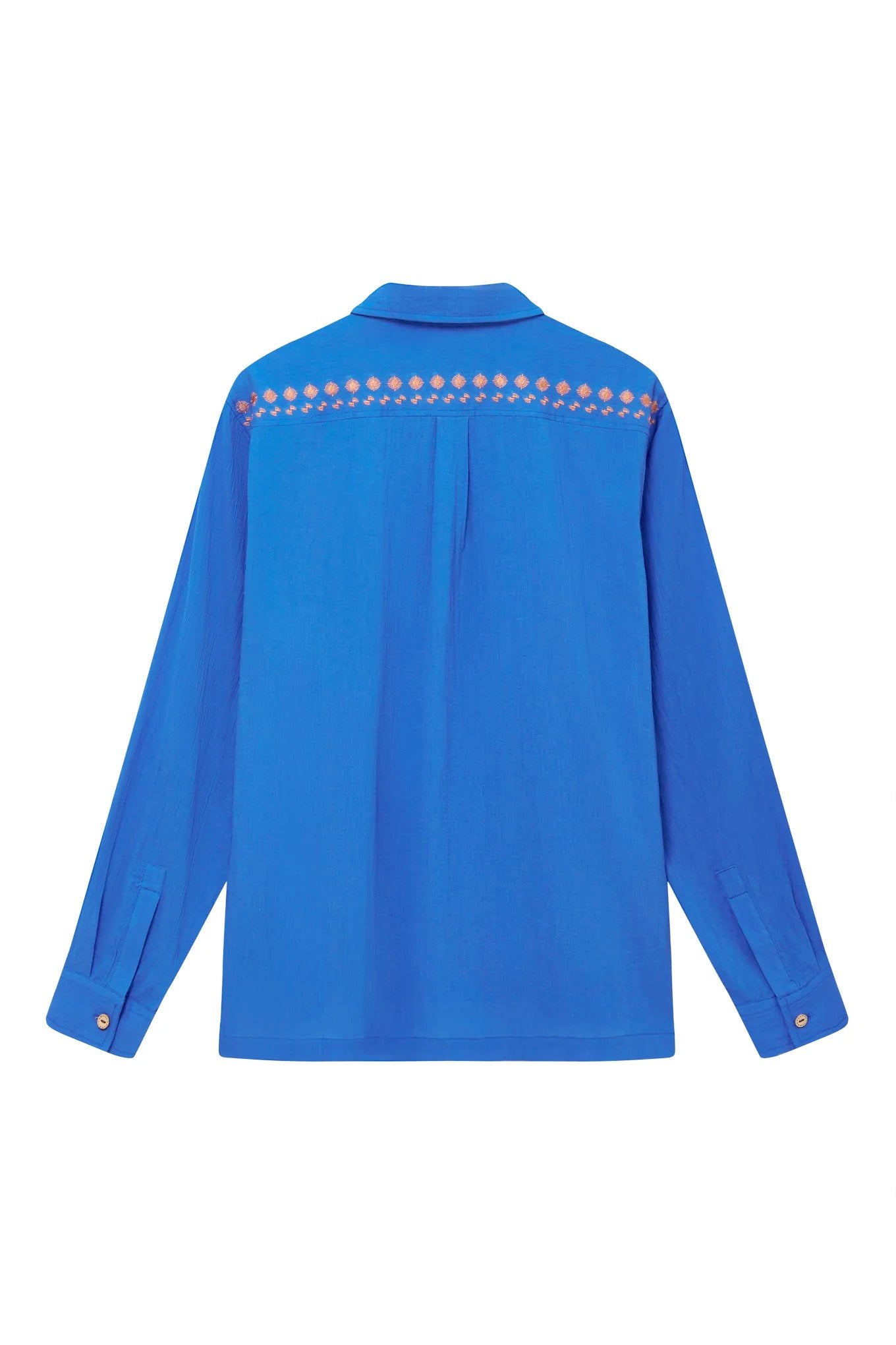Blaues Hemd Nile Embroidery aus 100% Bio-Baumwolle von Komodo