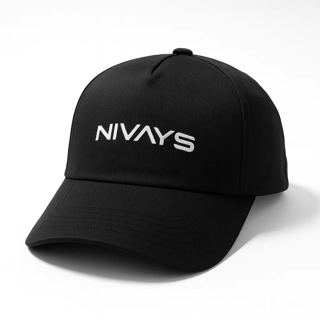 Black Allday Lightweight Cap made from recycled polyester by Nivays