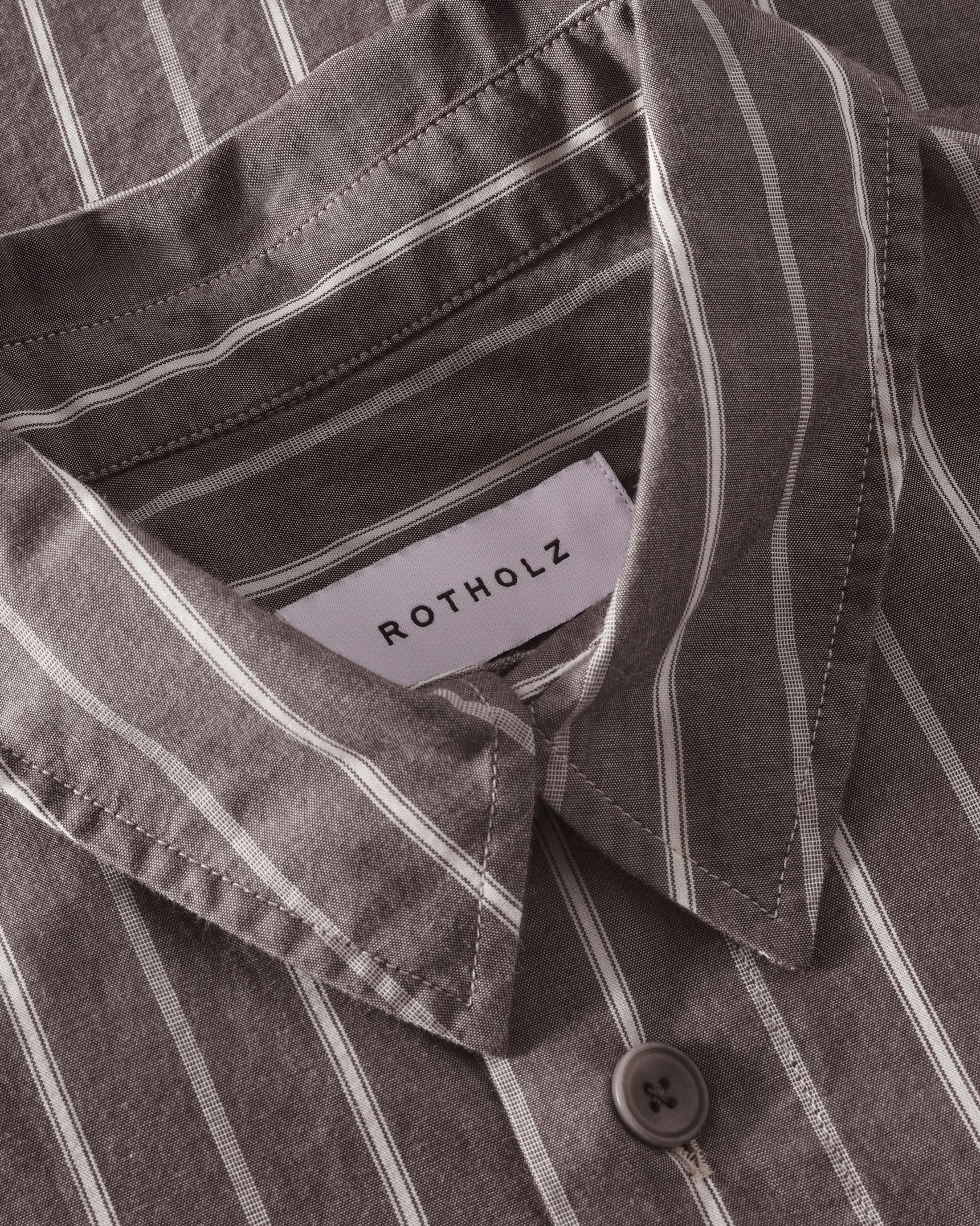 Chemise rayée marron en coton biologique de Rotholz