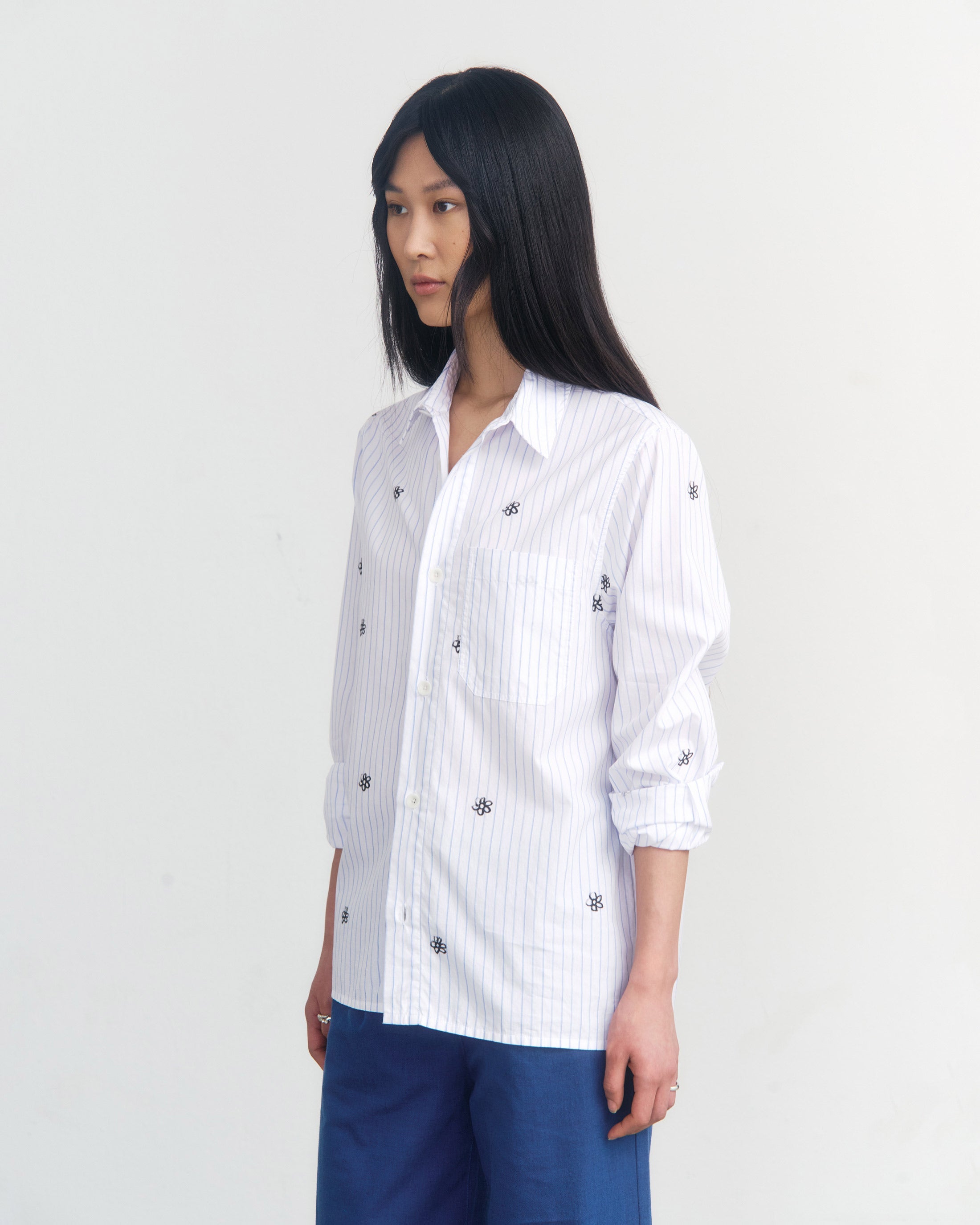 Chemise rayée claire à imprimé floral en coton biologique Rotholz