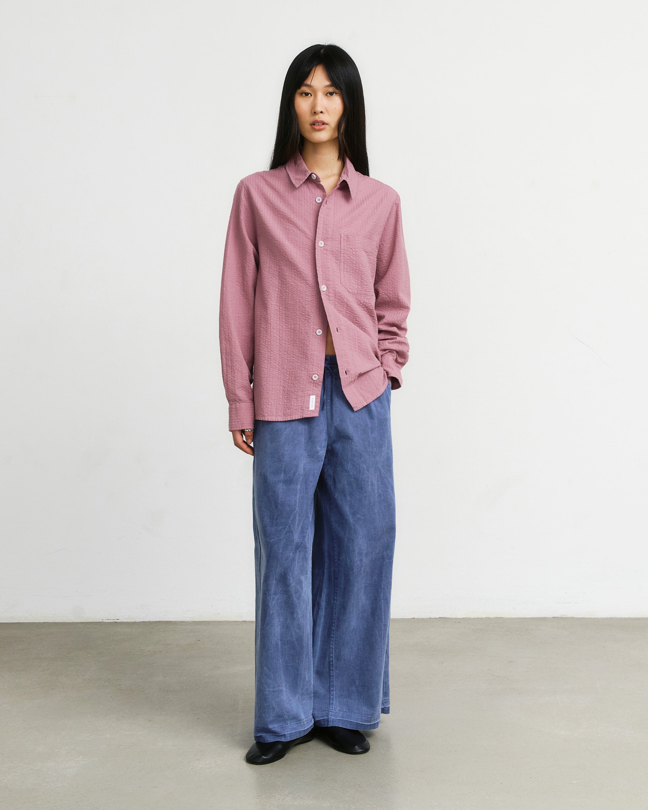 Pink organic seersucker cotton shirt by Rotholz