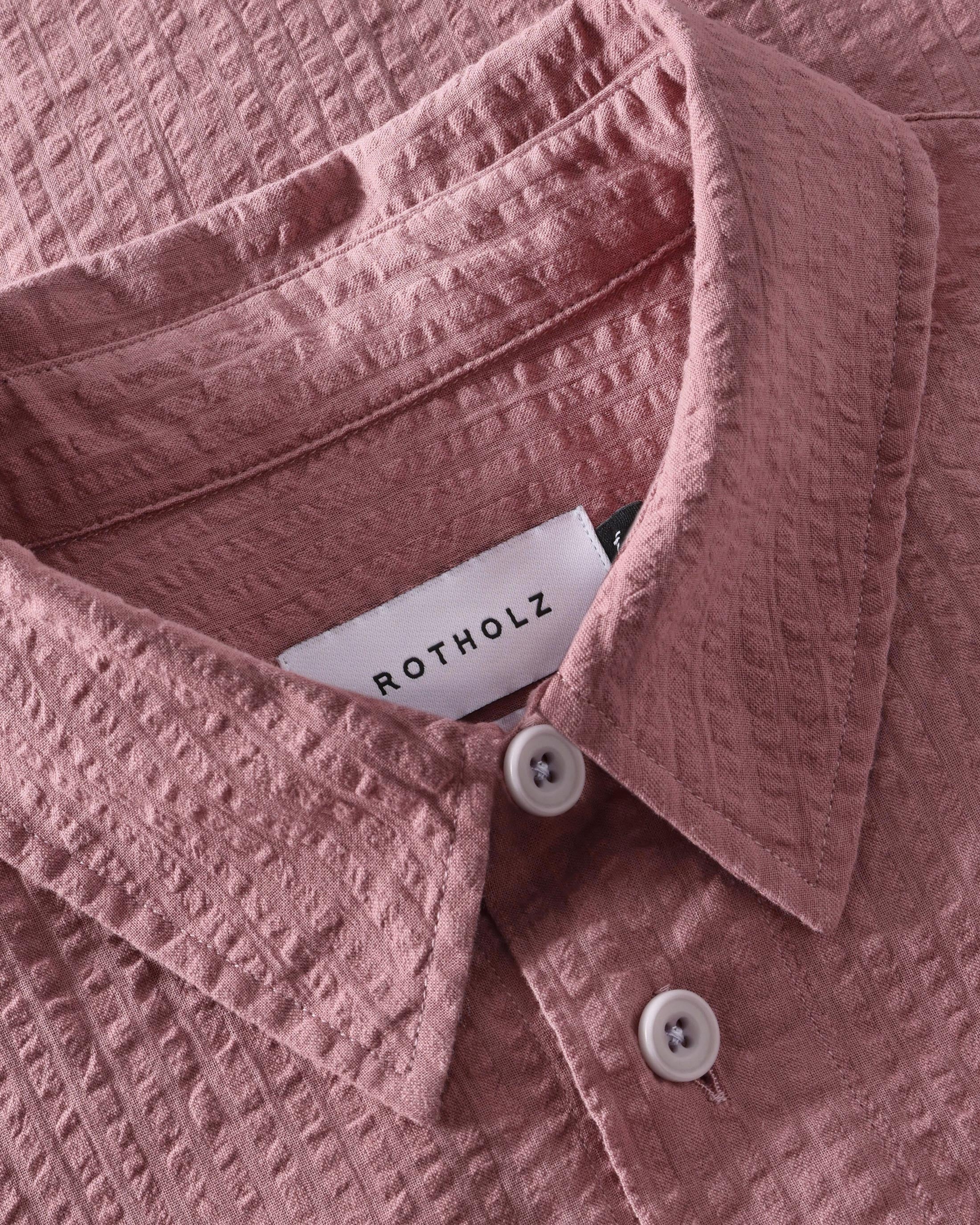 Pink organic seersucker cotton shirt by Rotholz
