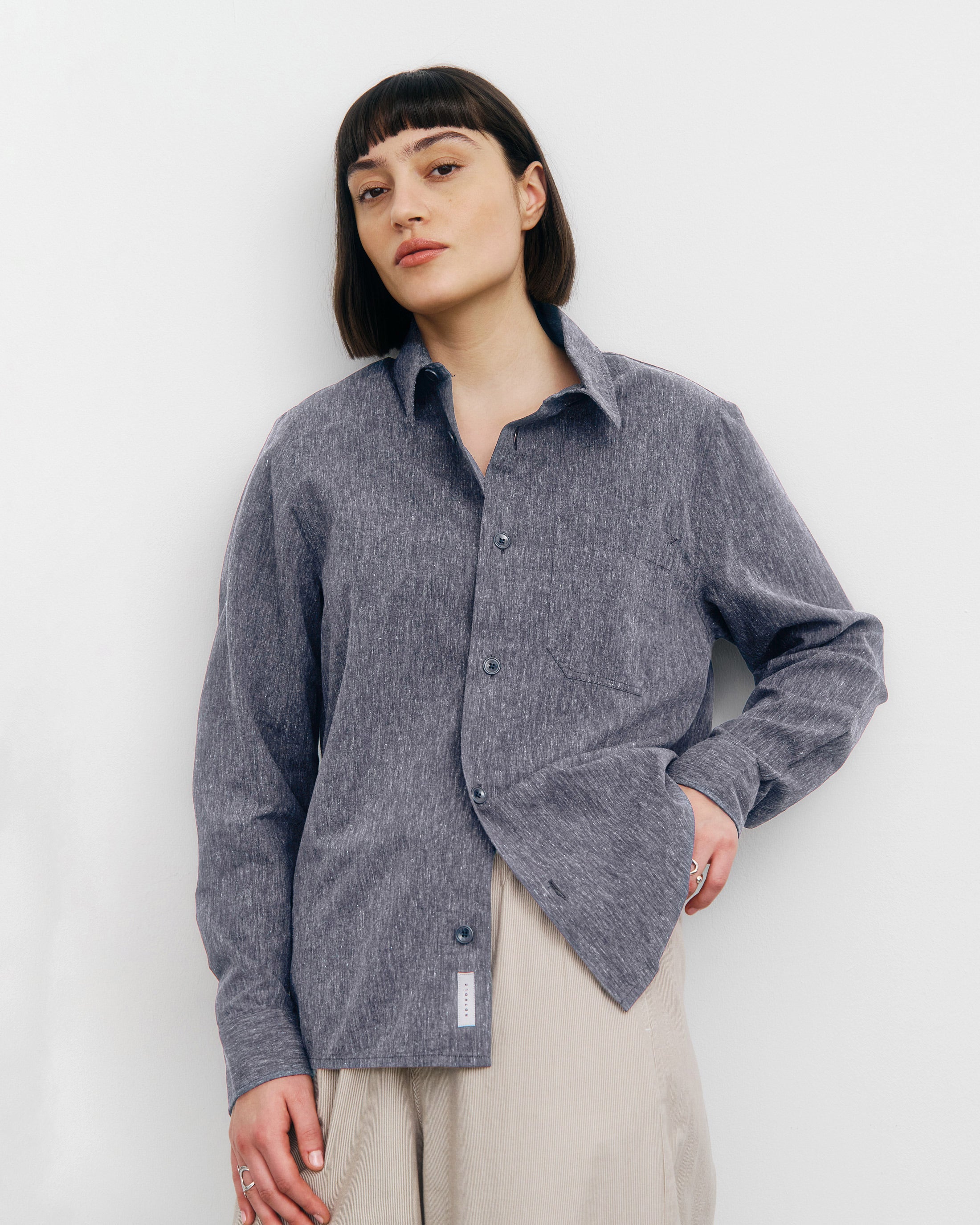 Blaues meliertes Hemd aus Bio-Baumwolle von Rotholz