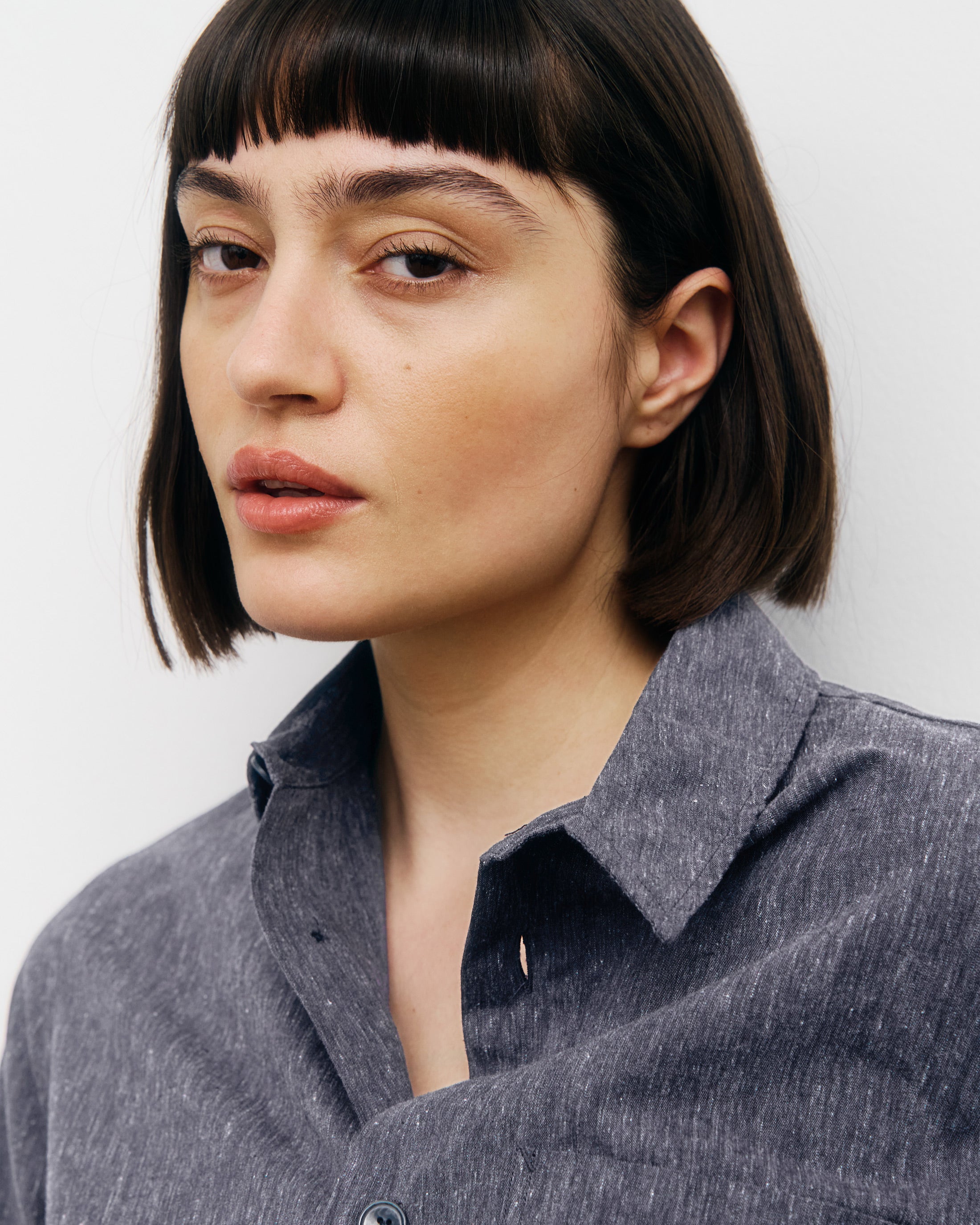 Blue mottled organic cotton shirt by Rotholz
