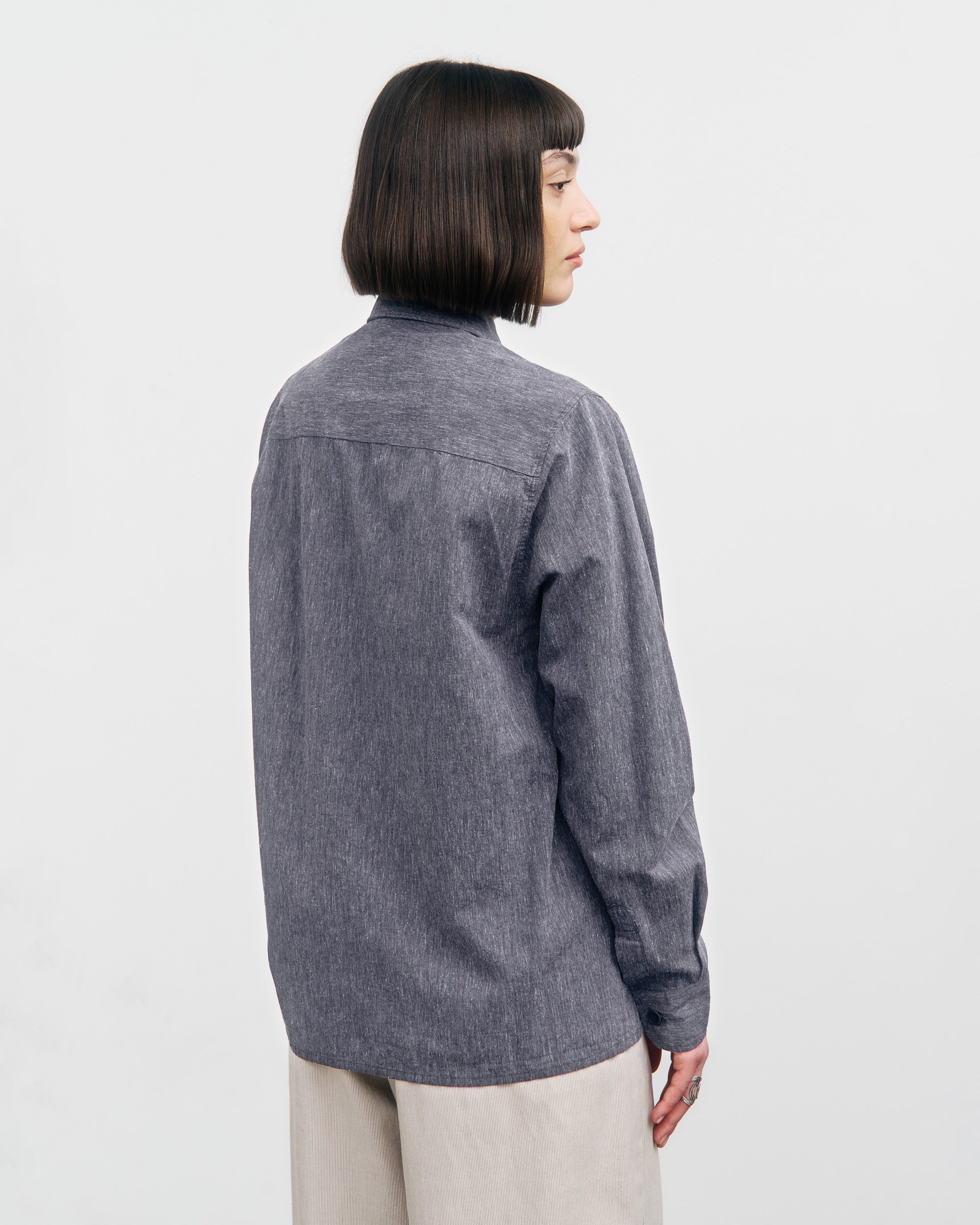 Blue mottled organic cotton shirt by Rotholz